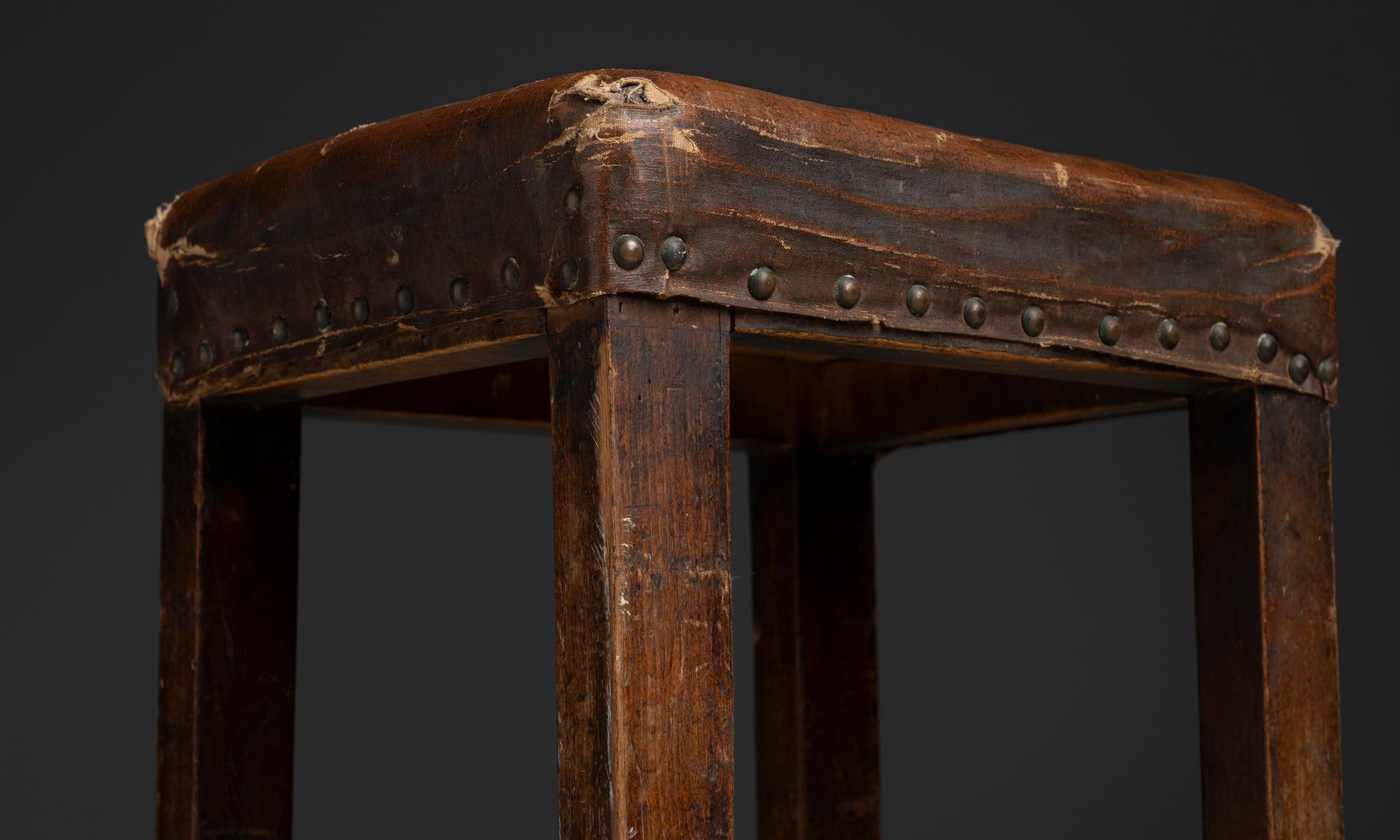 English Leather Bar Stool, England circa 1890