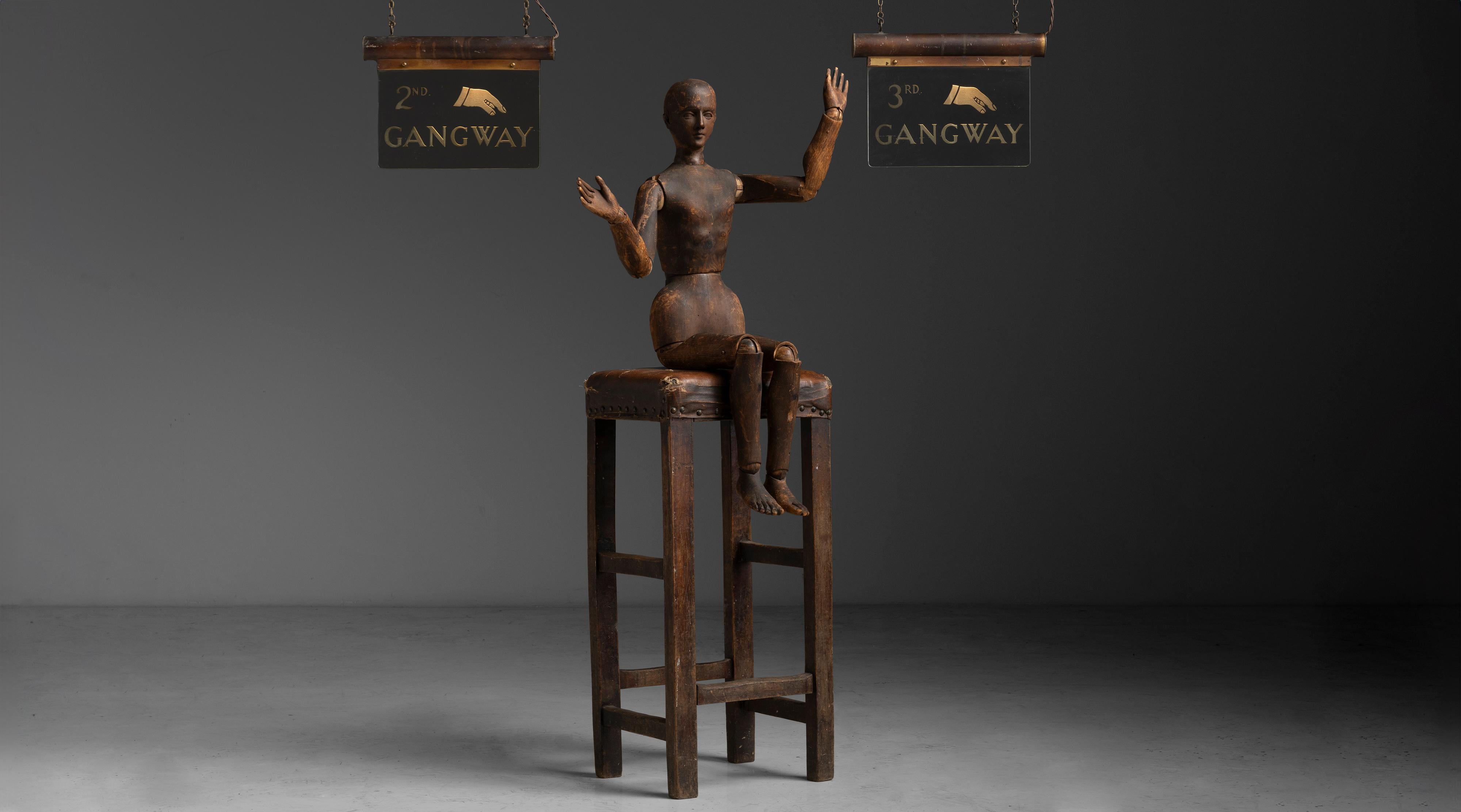 Late 19th Century Leather Bar Stool, England circa 1890