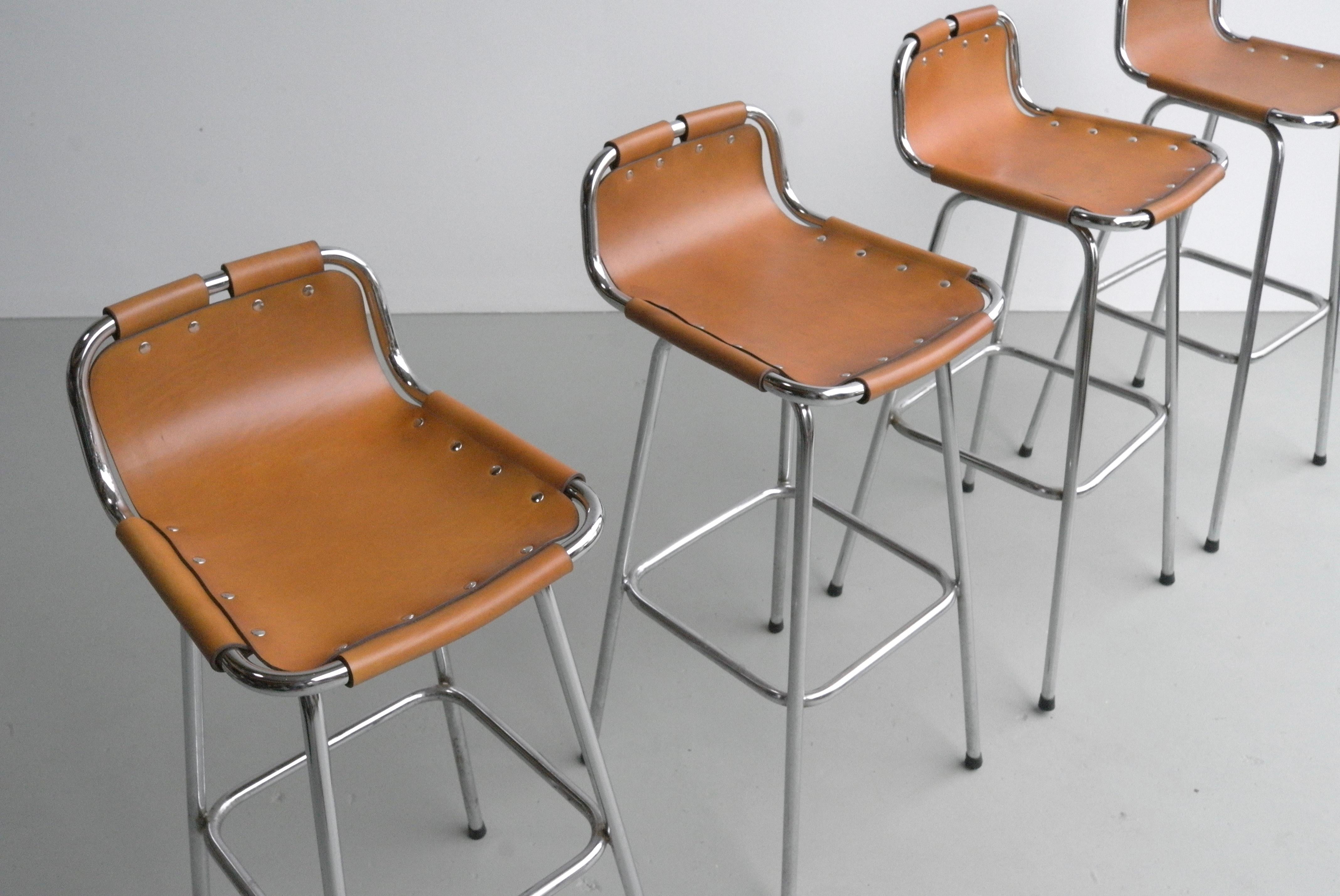 Leather Barstools for Les Arc Ski Resort France, Selected by Charlotte Perriand 4