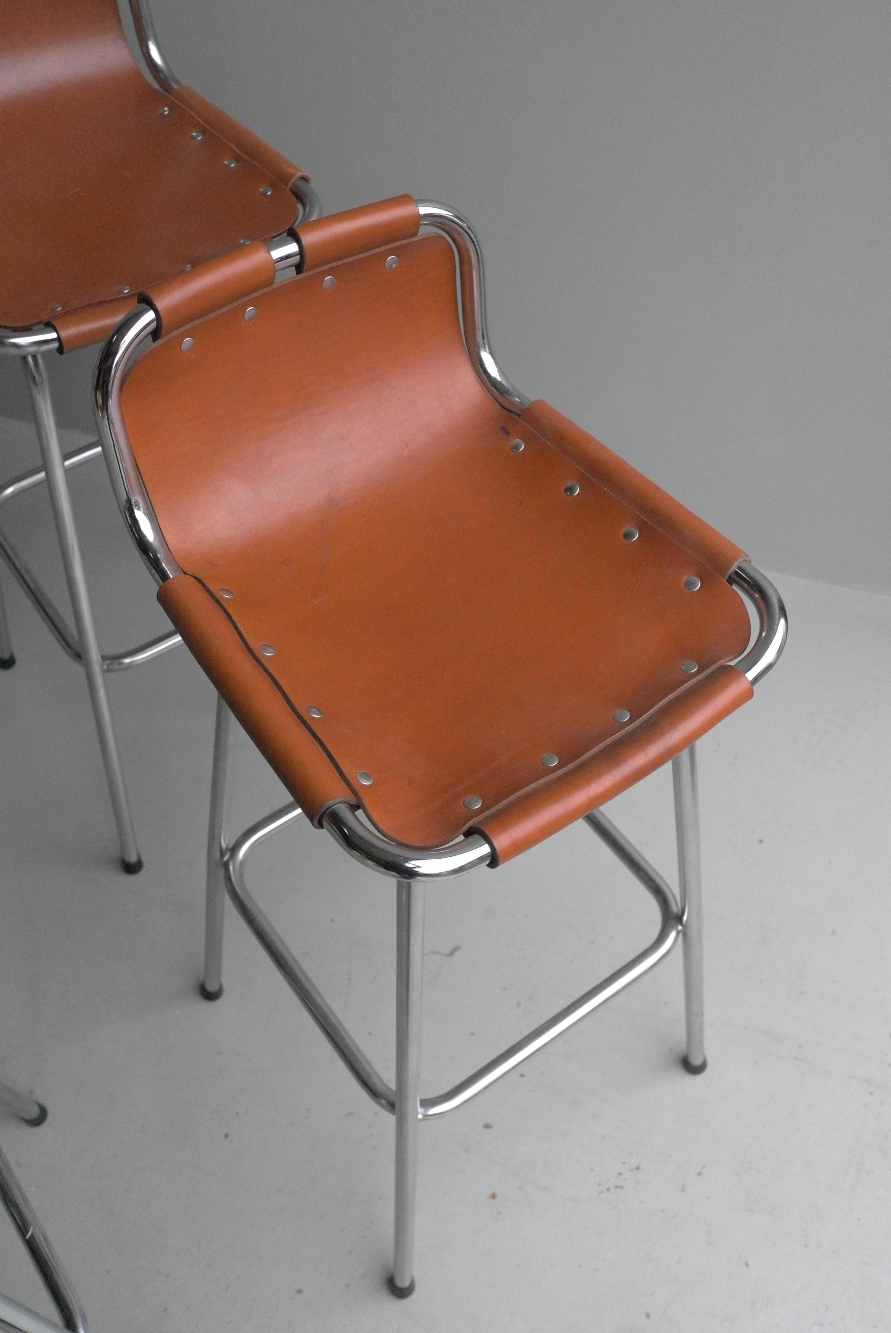 Leather Barstools for Les Arc Ski Resort France, Selected by Charlotte Perriand 3