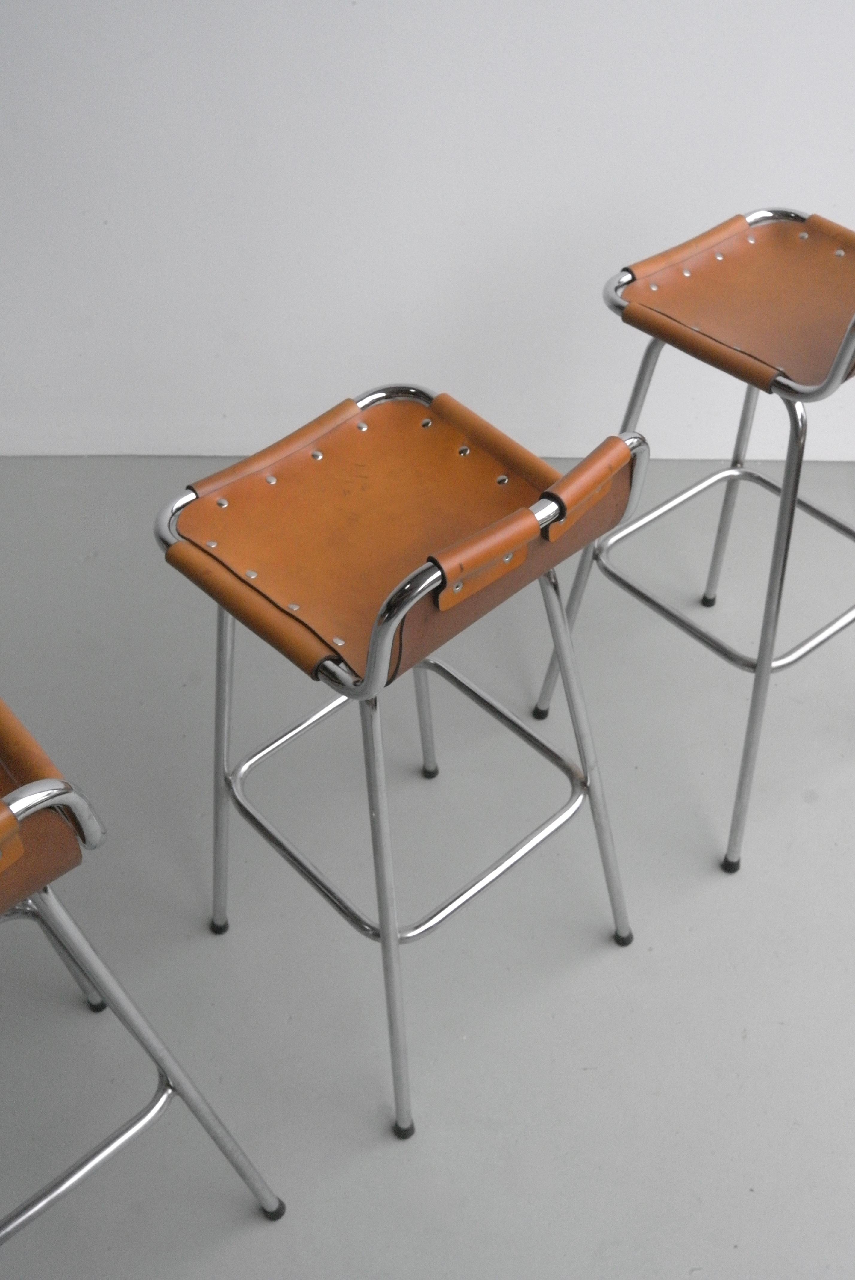 Leather Barstools for Les Arc Ski Resort France, Selected by Charlotte Perriand 5