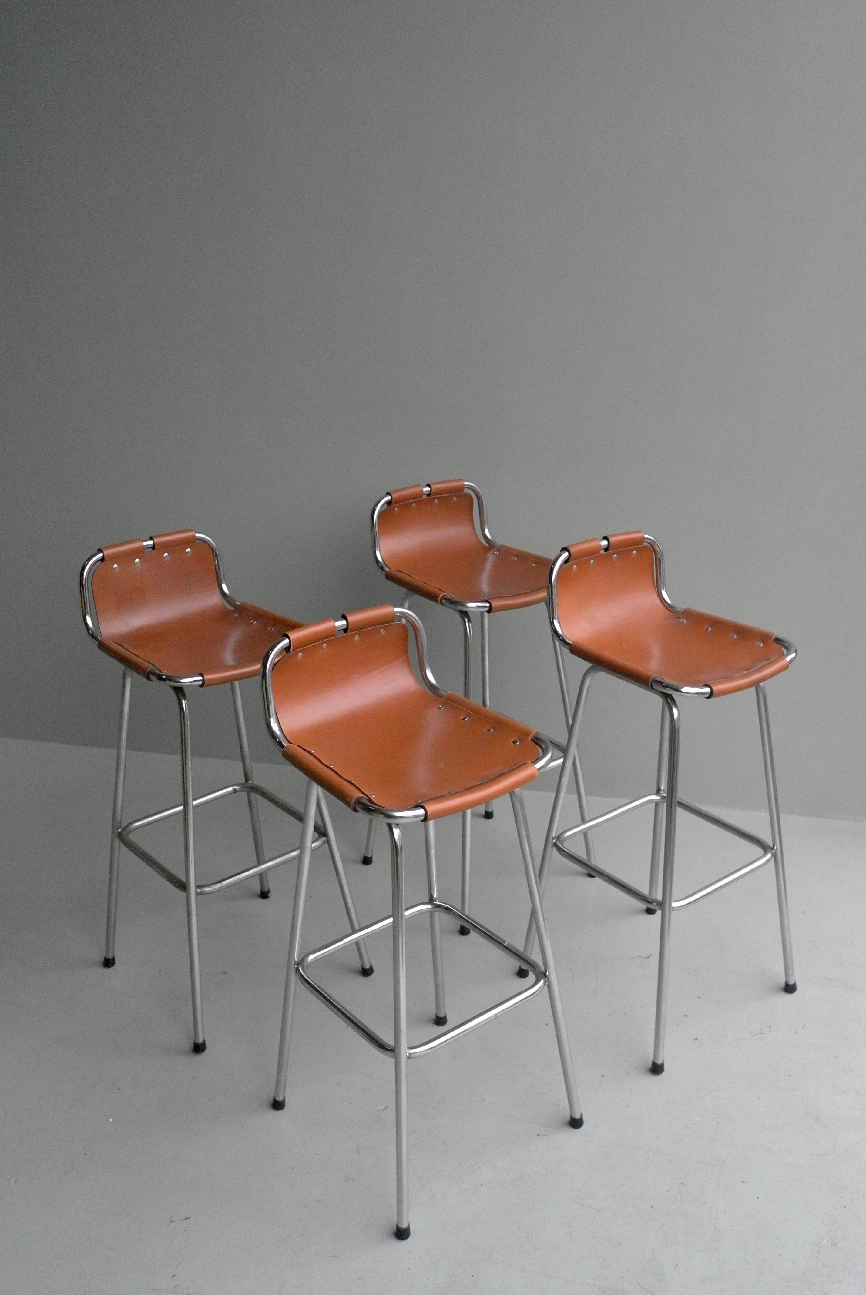 Leather Barstools for Les Arc Ski Resort France, Selected by Charlotte Perriand 4