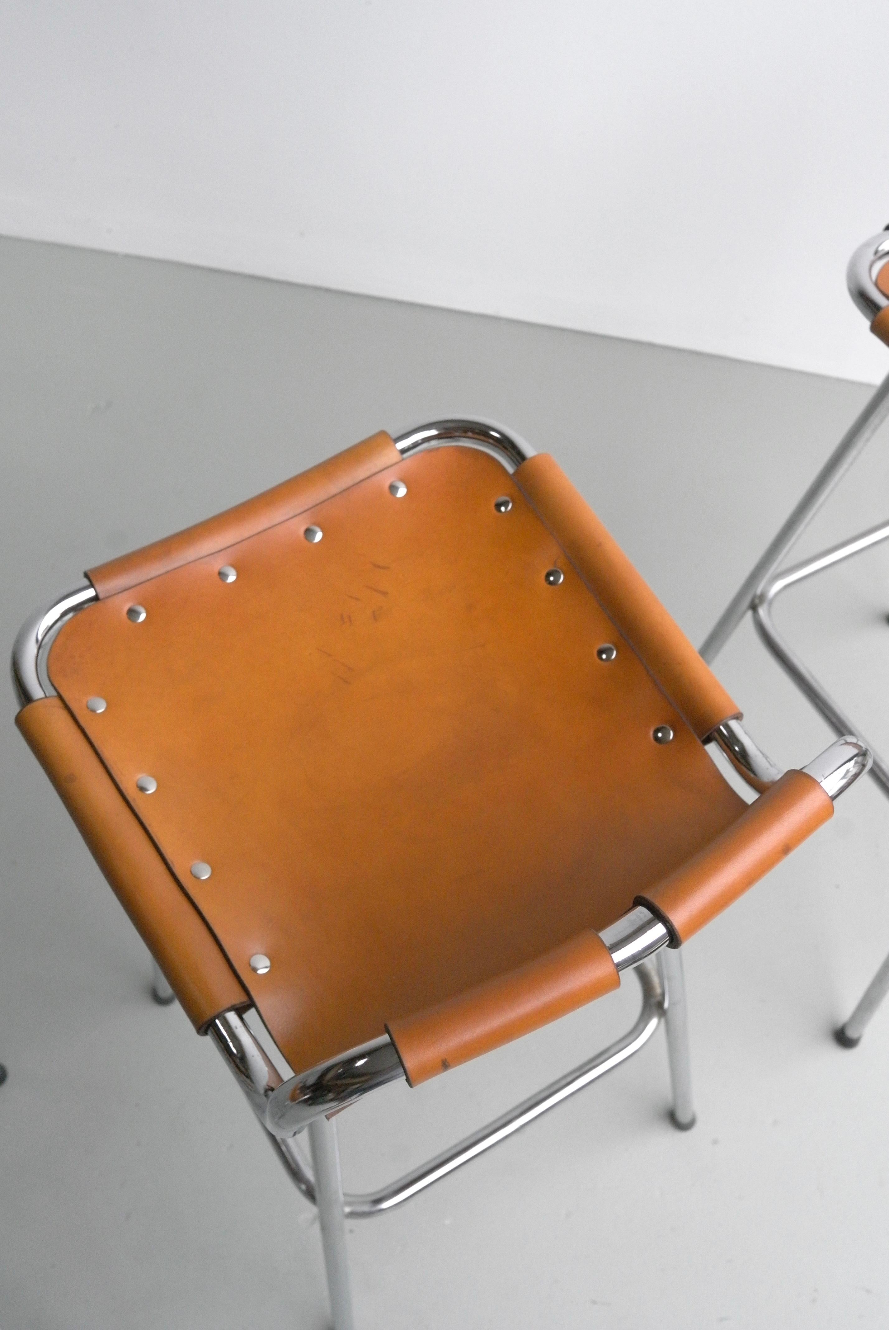 Leather Barstools for Les Arc Ski Resort France, Selected by Charlotte Perriand 6