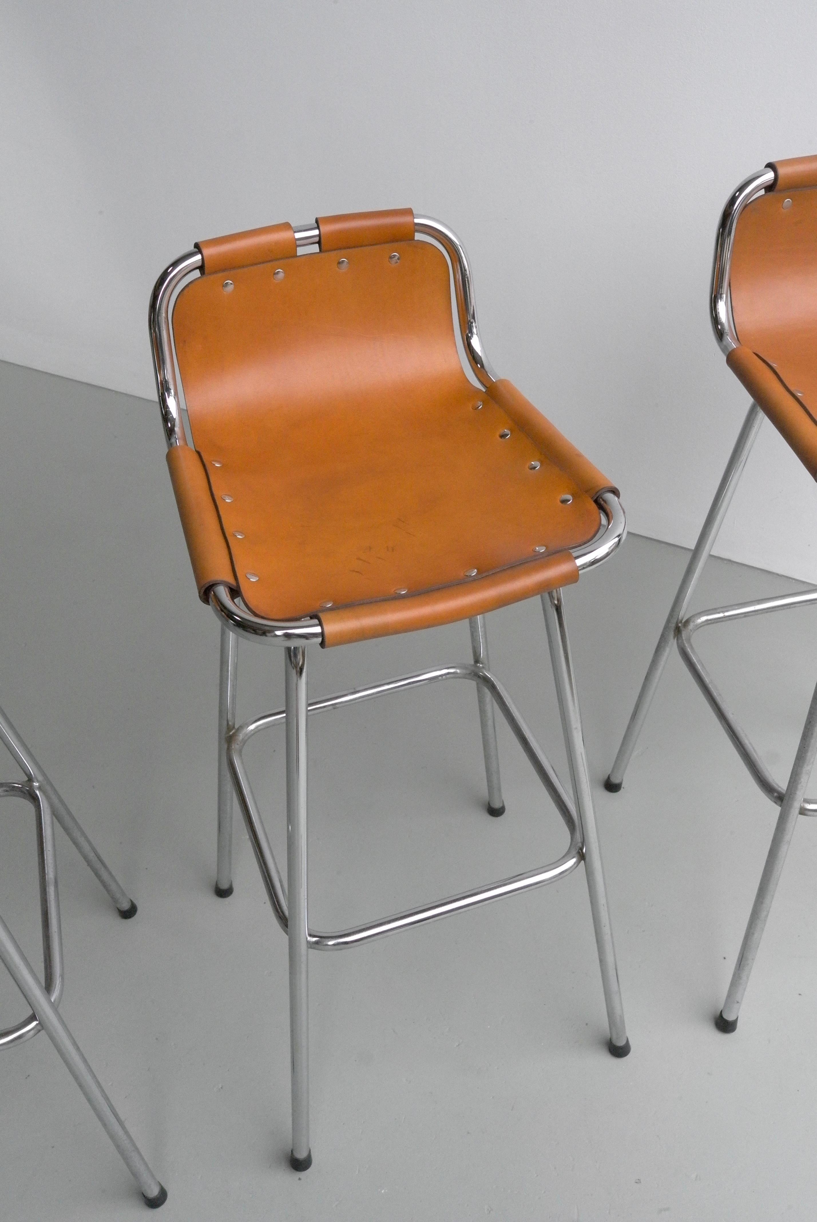 Mid-Century Modern Leather Barstools for Les Arc Ski Resort France, Selected by Charlotte Perriand