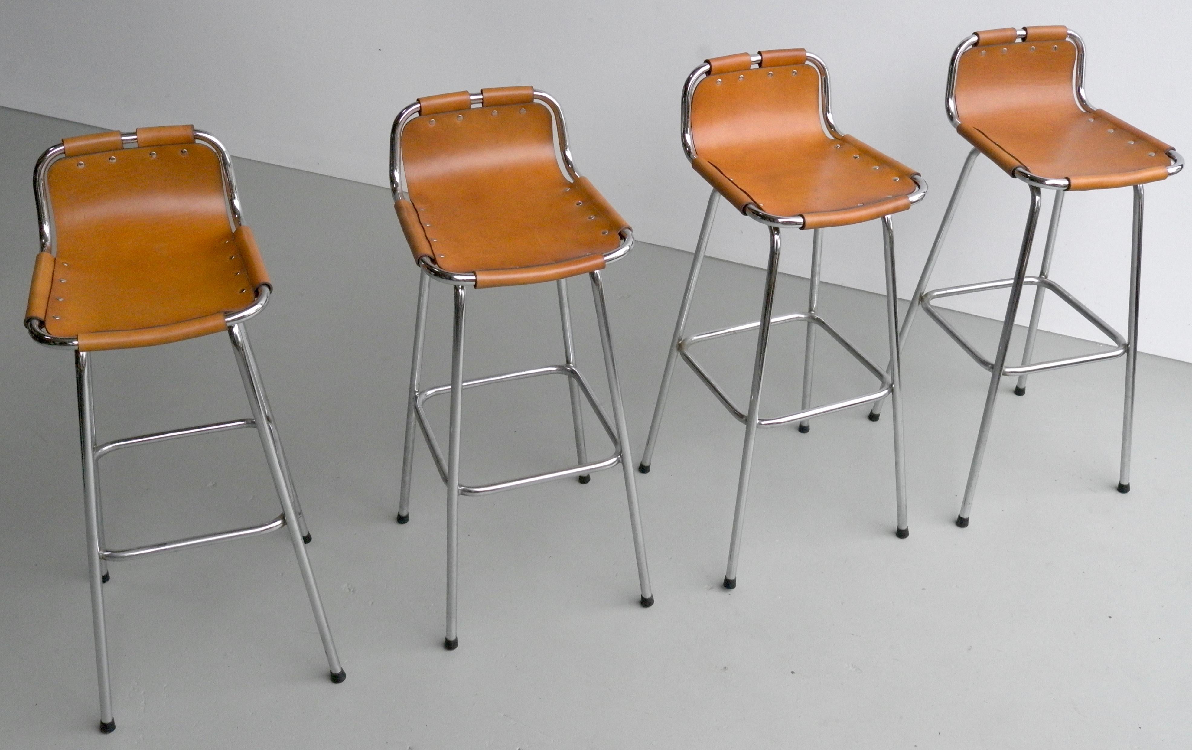 Leather Barstools for Les Arc Ski Resort France, Selected by Charlotte Perriand 2