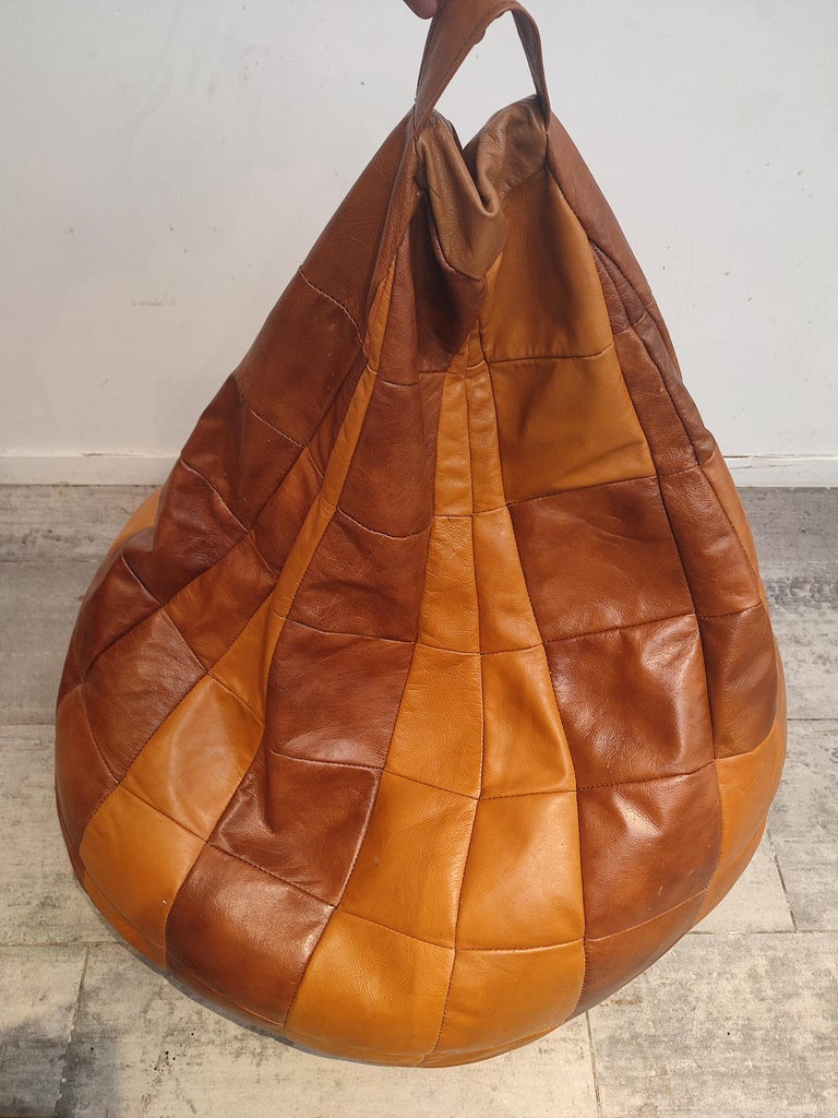 Mid-Century Modern Leather Bean Bag from De Sede, 1970s For Sale