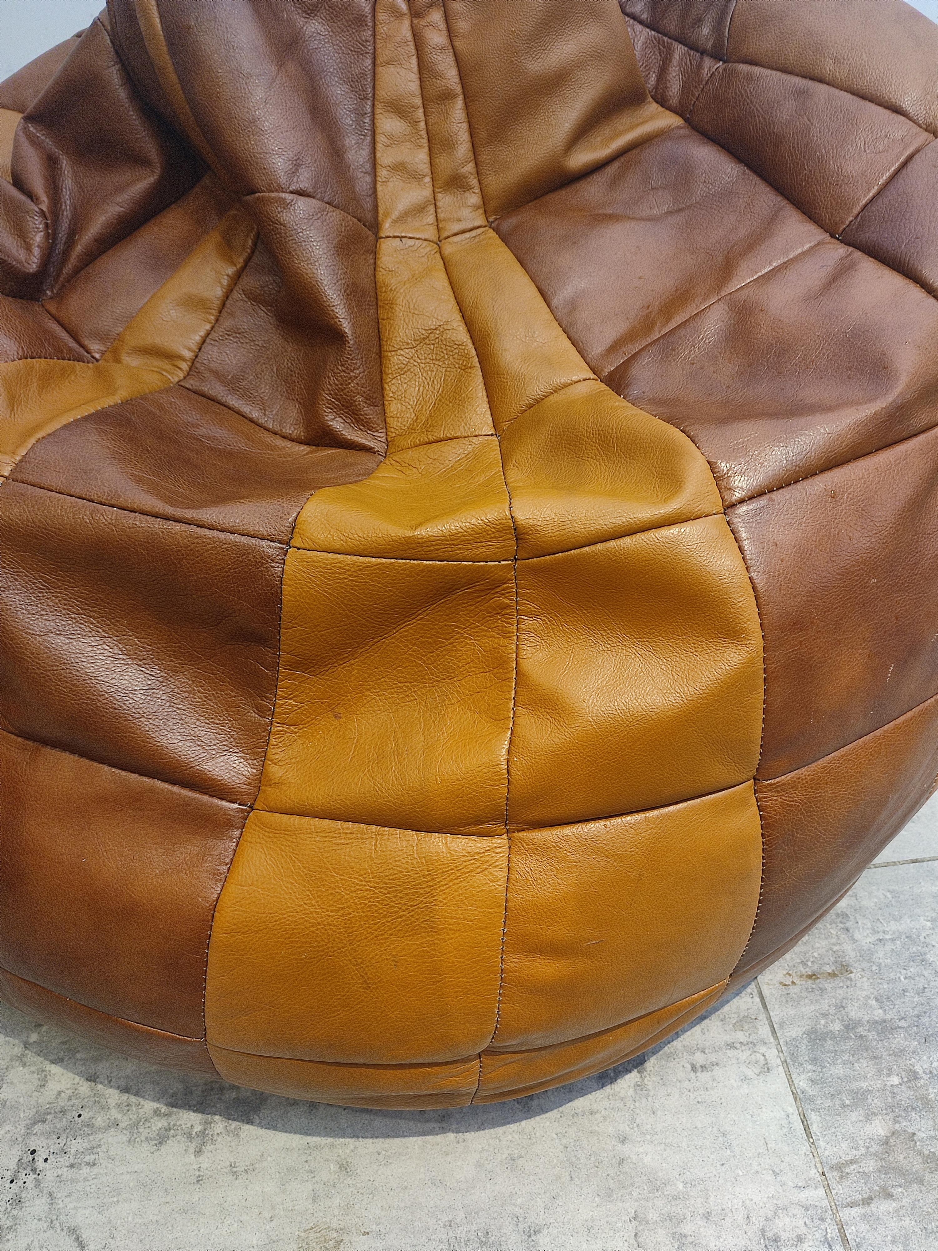 Swiss Leather Bean Bag from De Sede, 1970s