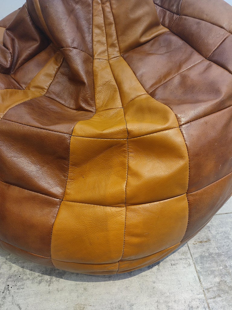 Swiss Leather Bean Bag from De Sede, 1970s For Sale