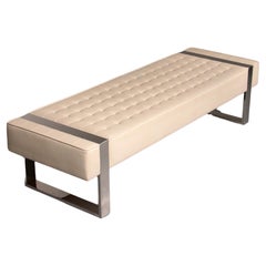 Leather Bench with Chrome Base from Germany 1980