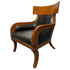Leather Biedermeier Style Lounge Chair
