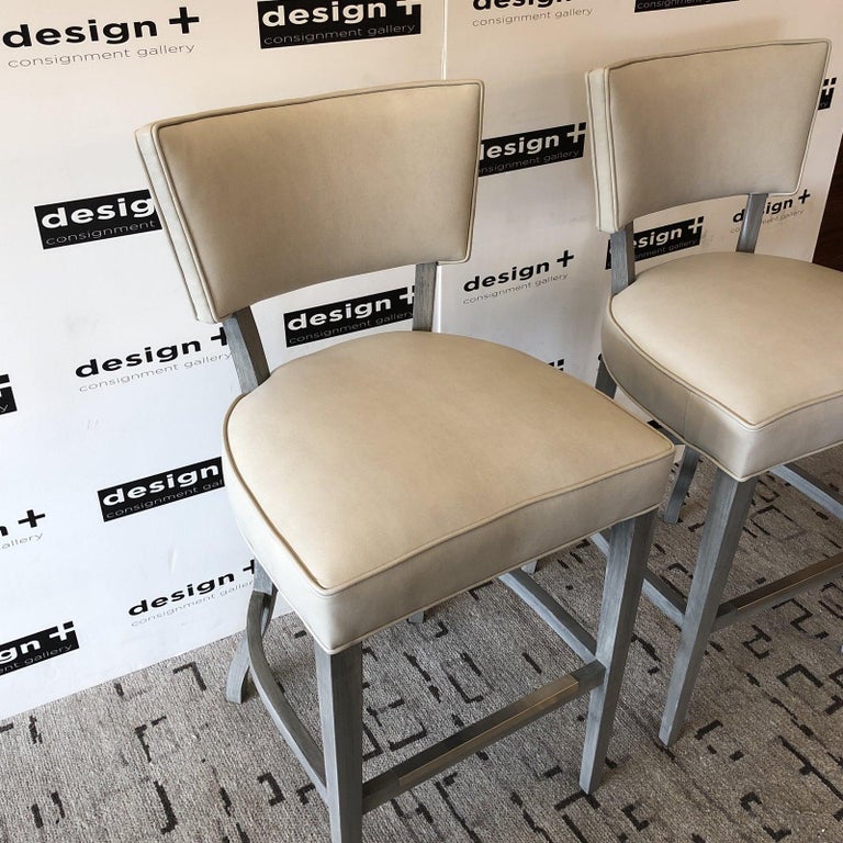 Leather Bistro Bar Stools by Leathercraft, a Pair For Sale at 1stDibs