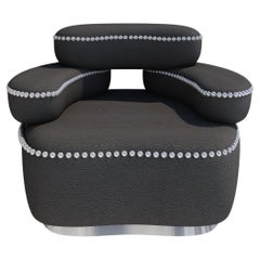 Leather Black Alfie Lounge Chair by Melis Tatlicibasi