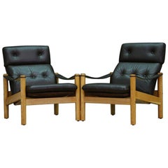 Leather Black Armchair Danish Design Modern Classic, 1960s