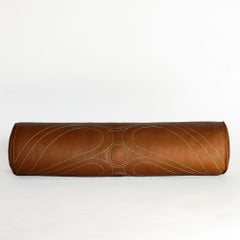 Leather Bolster Pillow, Embroidered, in Camel — Talabartero Collection