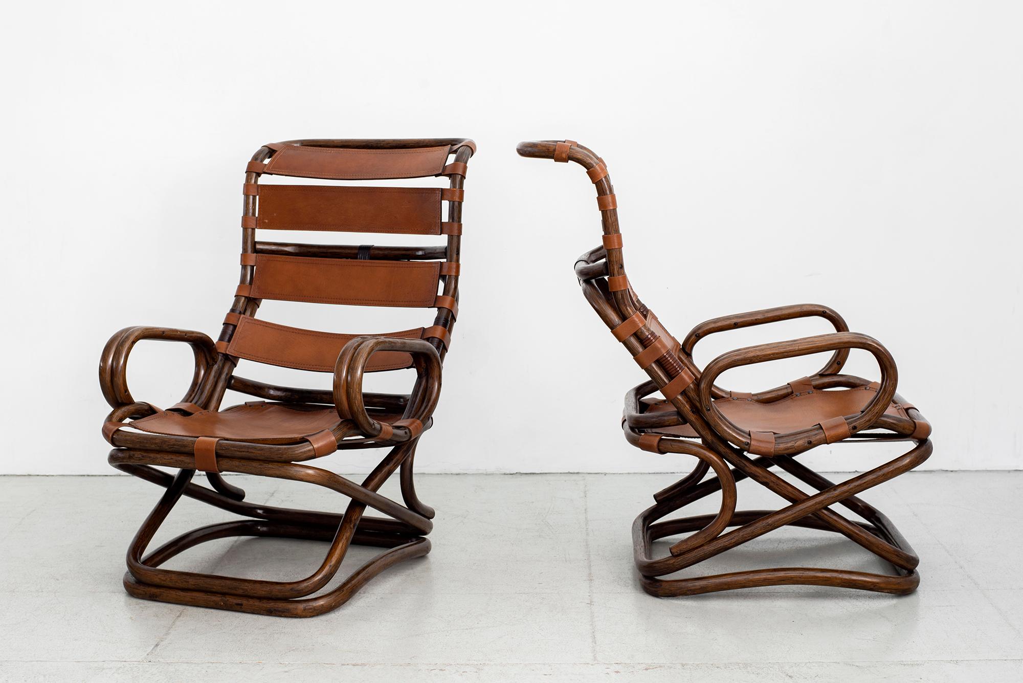 Mid-20th Century Italian Leather Sling Chairs For Sale