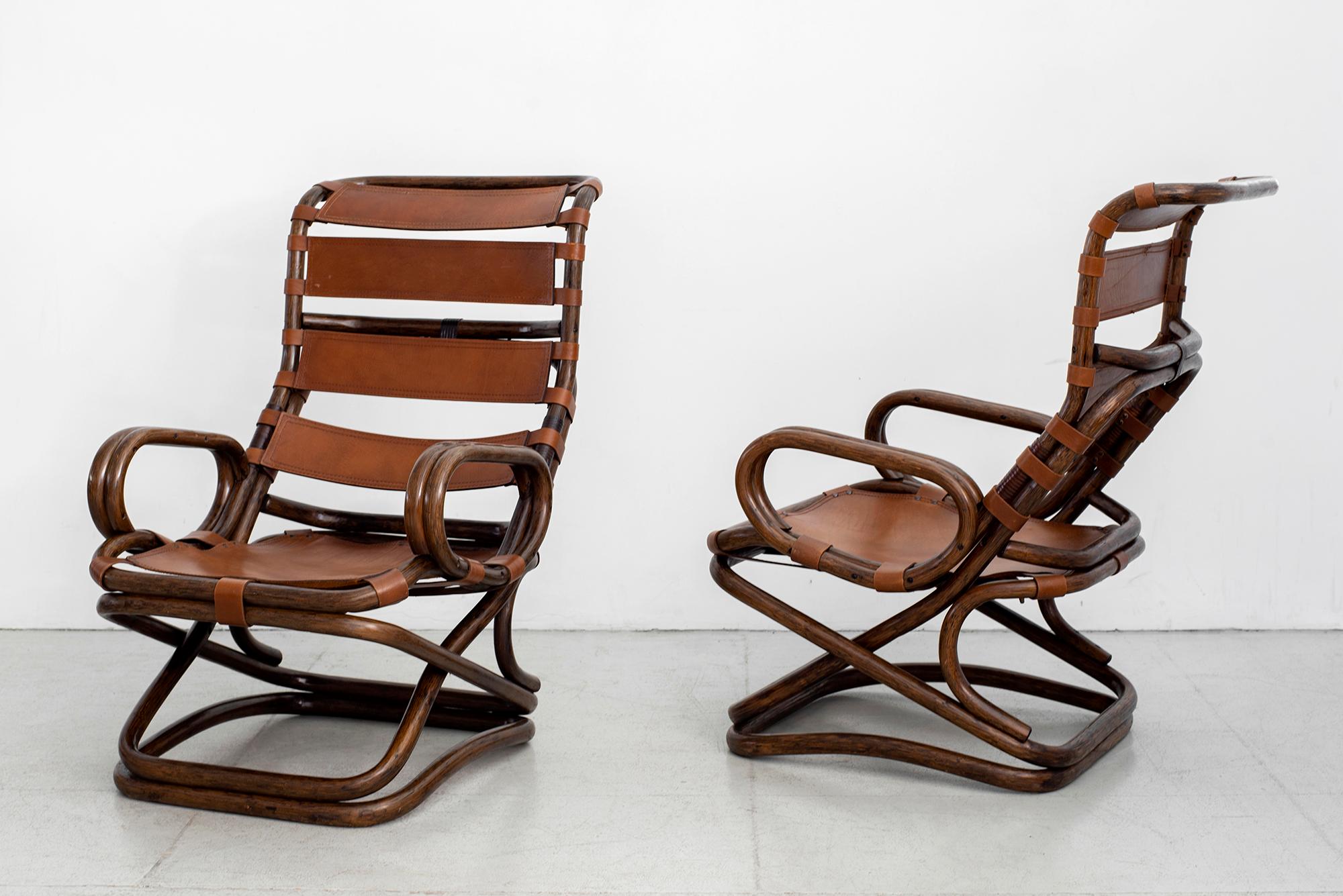 Italian Leather Sling Chairs For Sale 1