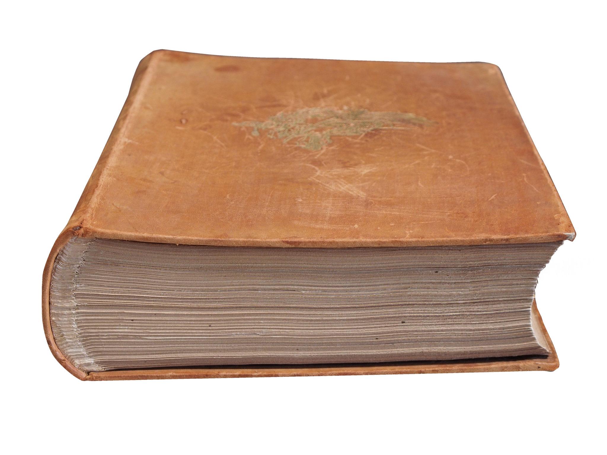 Beautiful Large French World War I Leather Book 
 Copyright 1926 by Les Fils de la Liberte 
This French Book has a large hardcover folio, full tan leather with gilt top edge, and gilt dentelle. The cover lightly stained and worn which gives this
