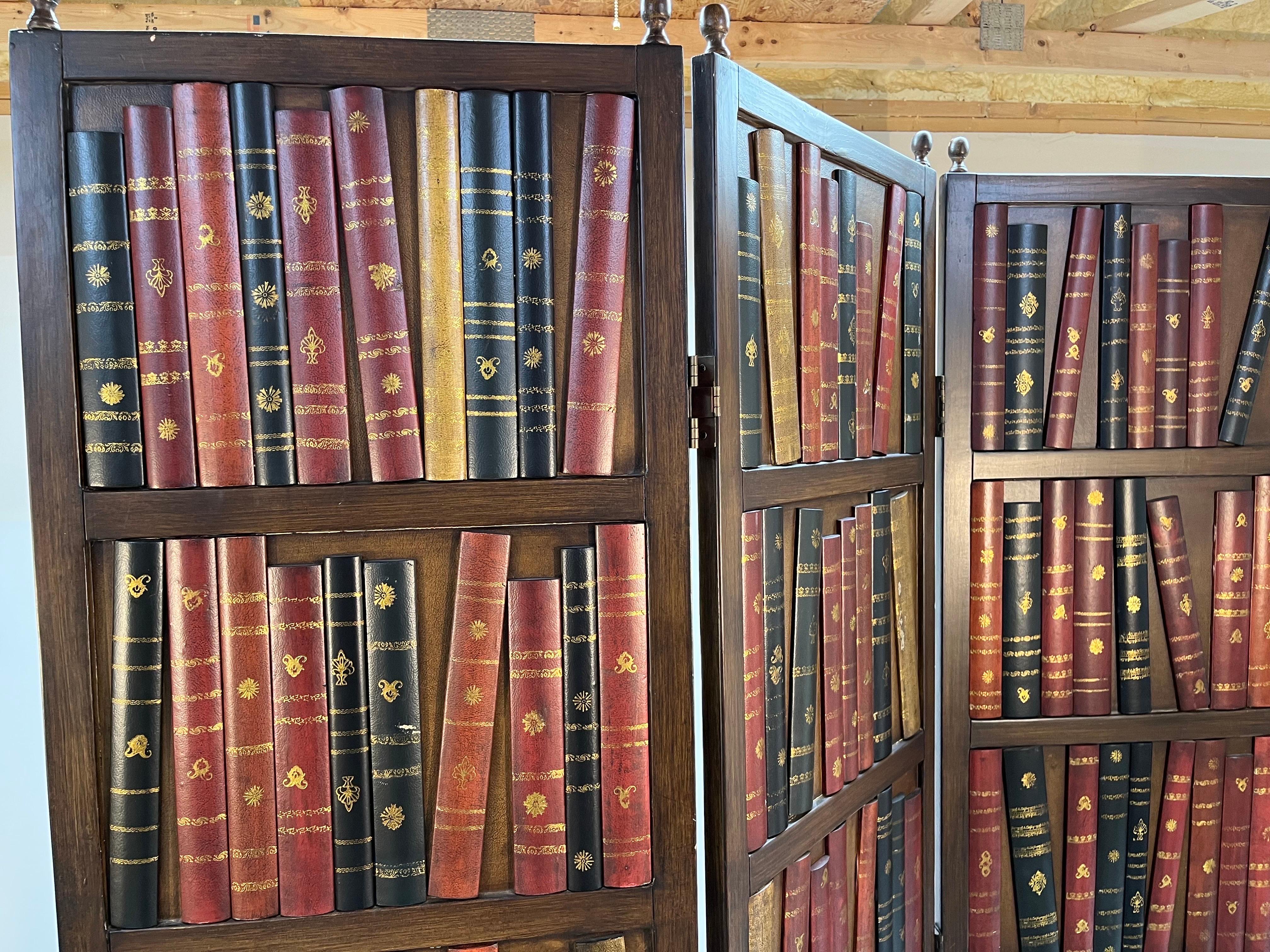 American Leather Books Library Bookcase or Bookshelf Motif Screen-Room Divider