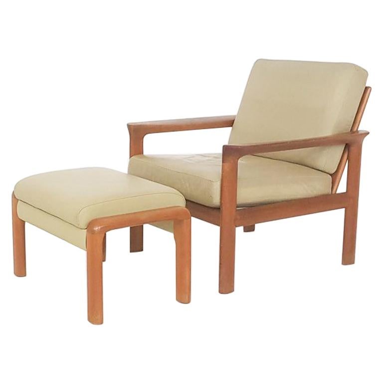 Leather "Borneo" Lounge Chair & Ottman by Sven Ellekaer for Komfort, Denmark