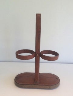Leather Bottle Holder Signed Delvaux. Belgium. Circa 1970.