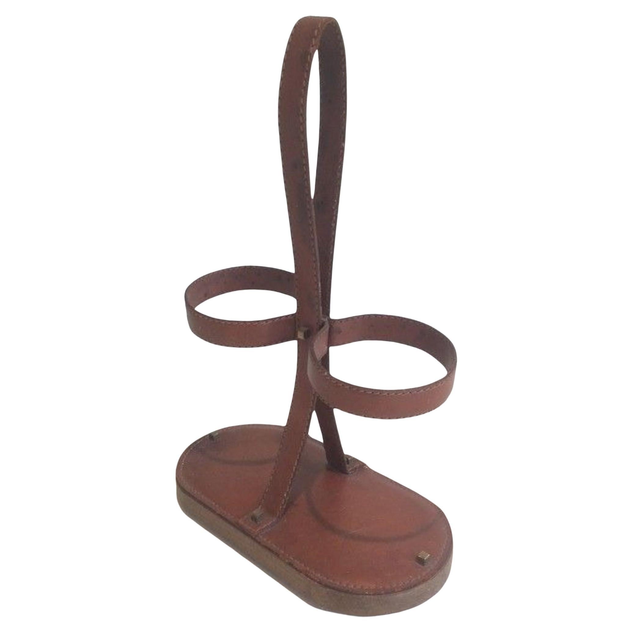 Leather Bottle Holder Signed Delvaux. Belgium. Circa 1970. For Sale