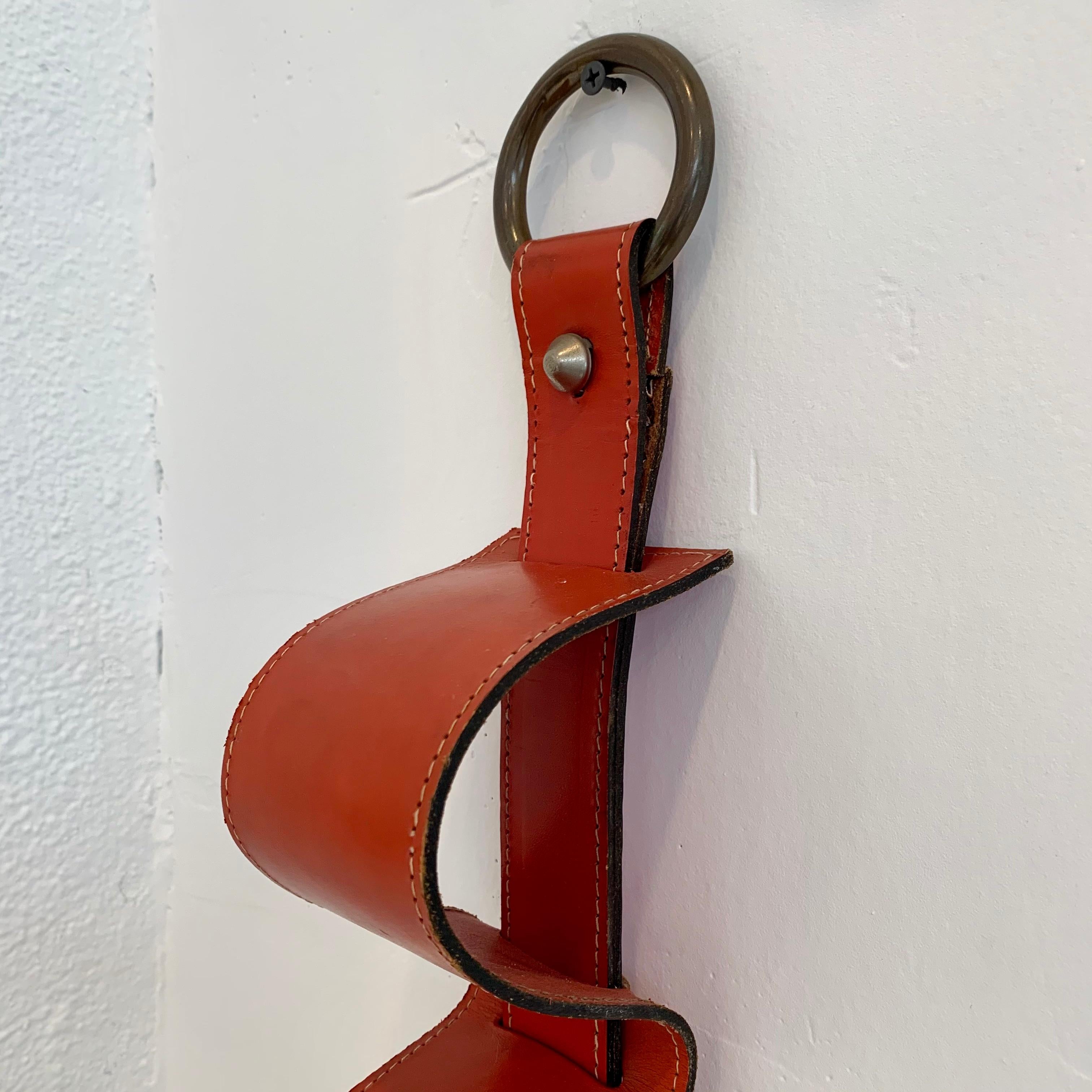 Jacques Adnet Style Leather Bottle Rack  For Sale 1