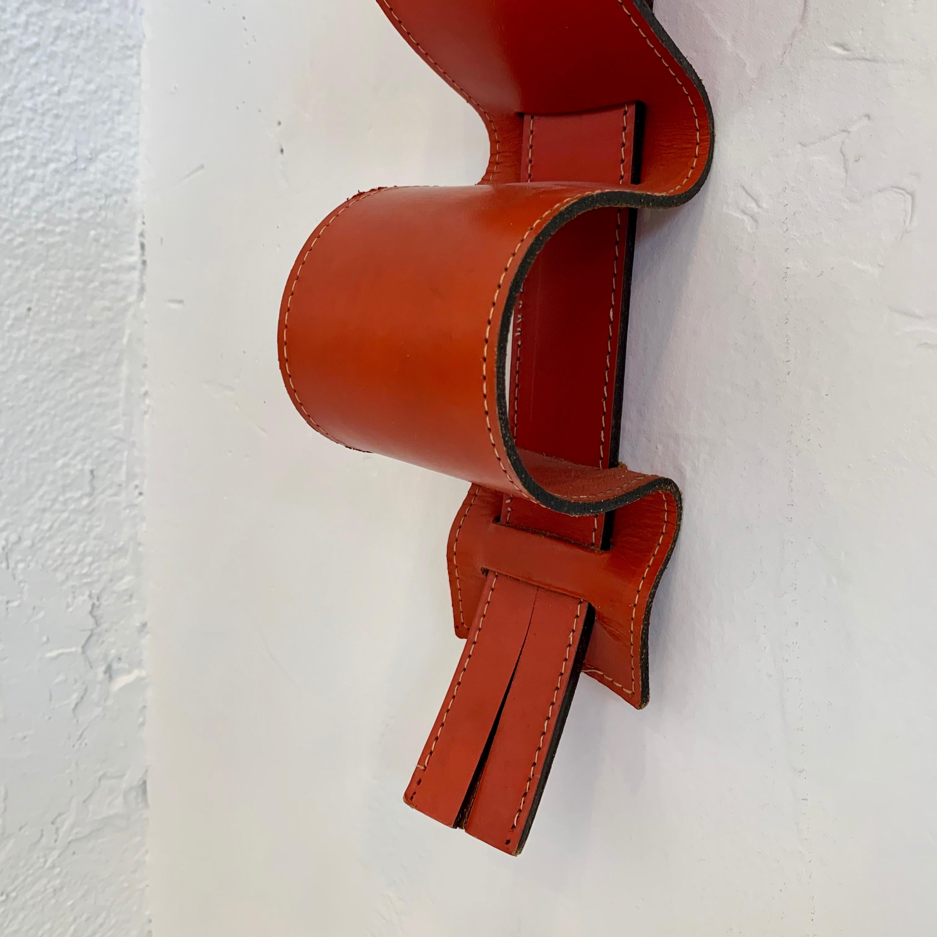 Jacques Adnet Style Leather Bottle Rack  For Sale 4