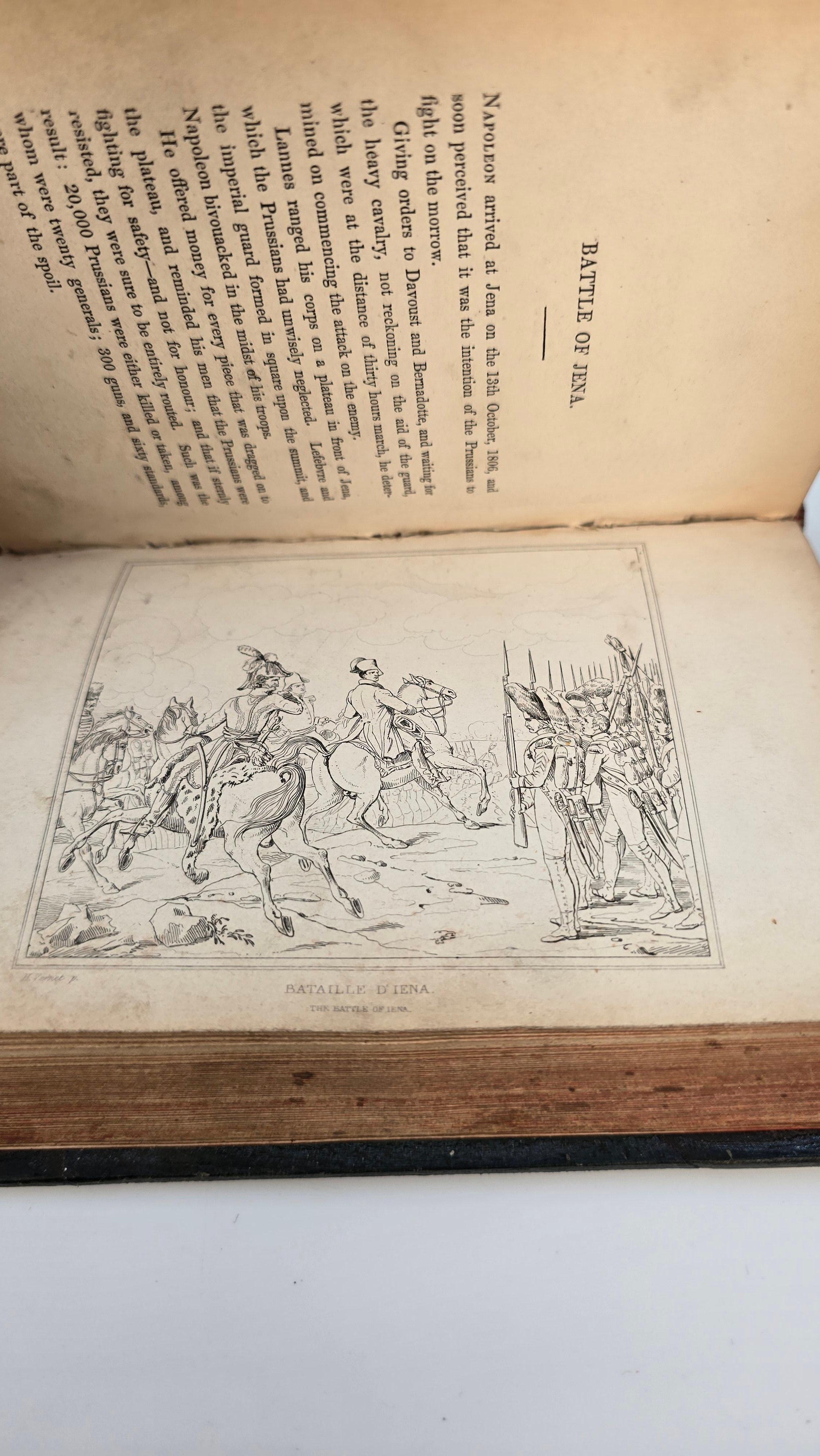 Leather bound book, Napoleon's Gallery, English, printed in 1837 with engravings In Fair Condition For Sale In Central England, GB