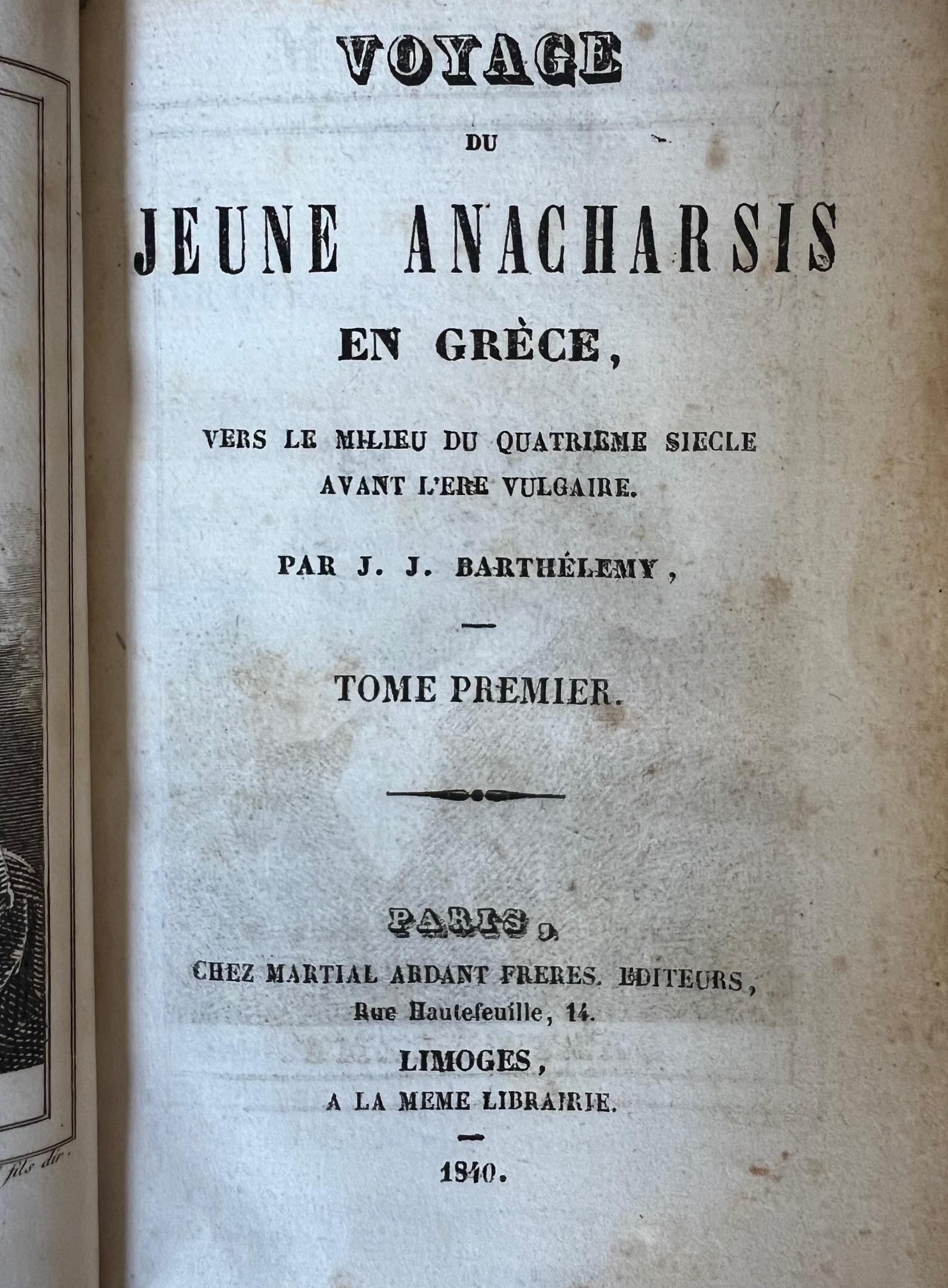 Milieu du XIXe siècle Ensemble de sept livres reliés en cuir par Barthelemy avec lettre, Paris, vers 1840 en vente