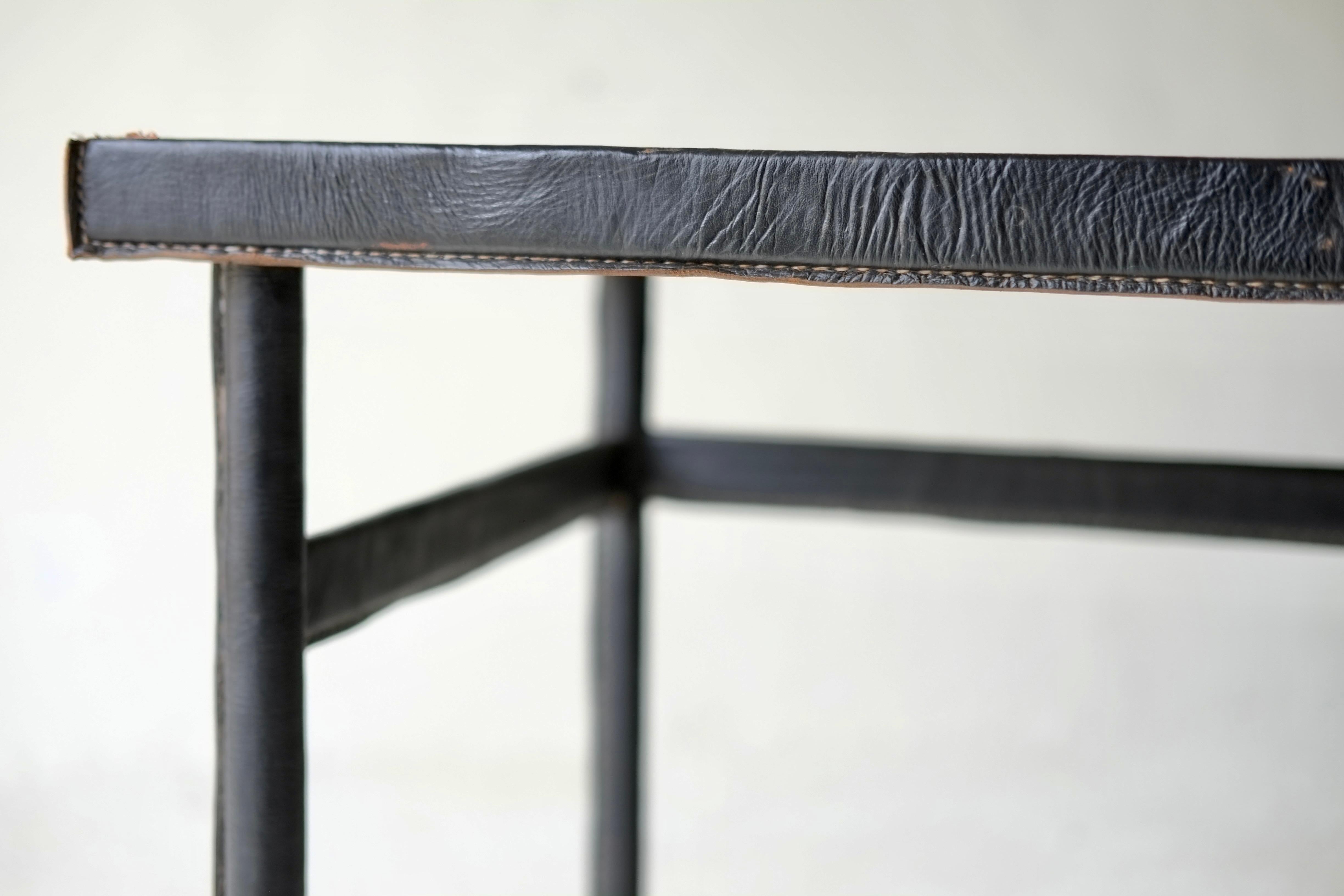 Leather Bound Desk Attributed To Jacques Adnet For Sale 5