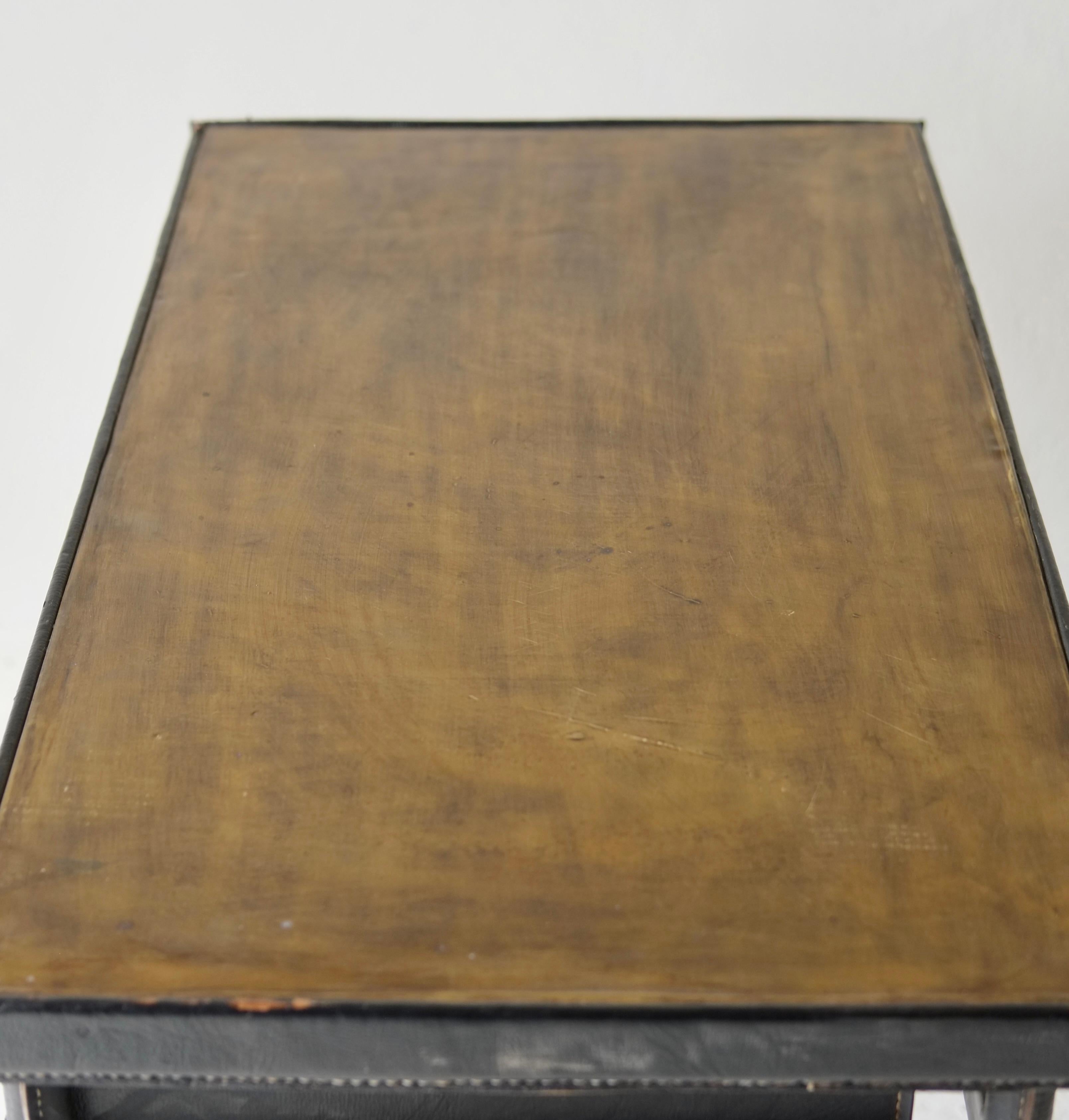 Leather Bound Desk Attributed To Jacques Adnet In Good Condition For Sale In London, GB
