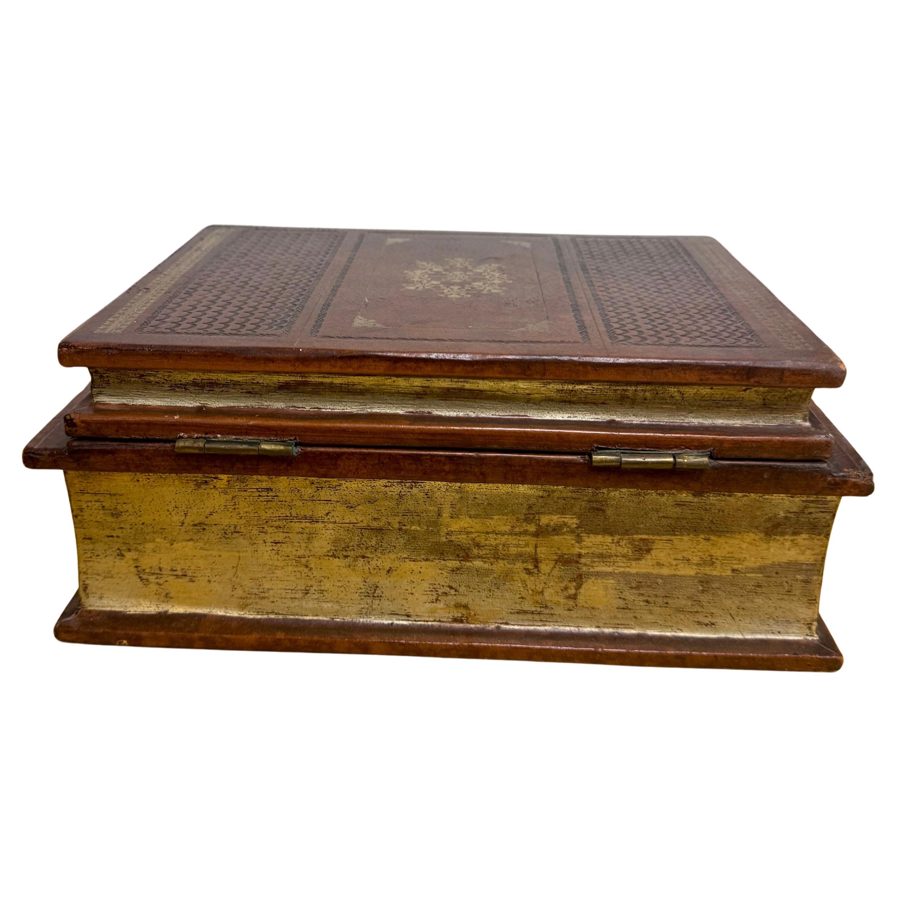 Mid-Century Modern Leather Bound Faux Books Large Box “The Legend of Arts”