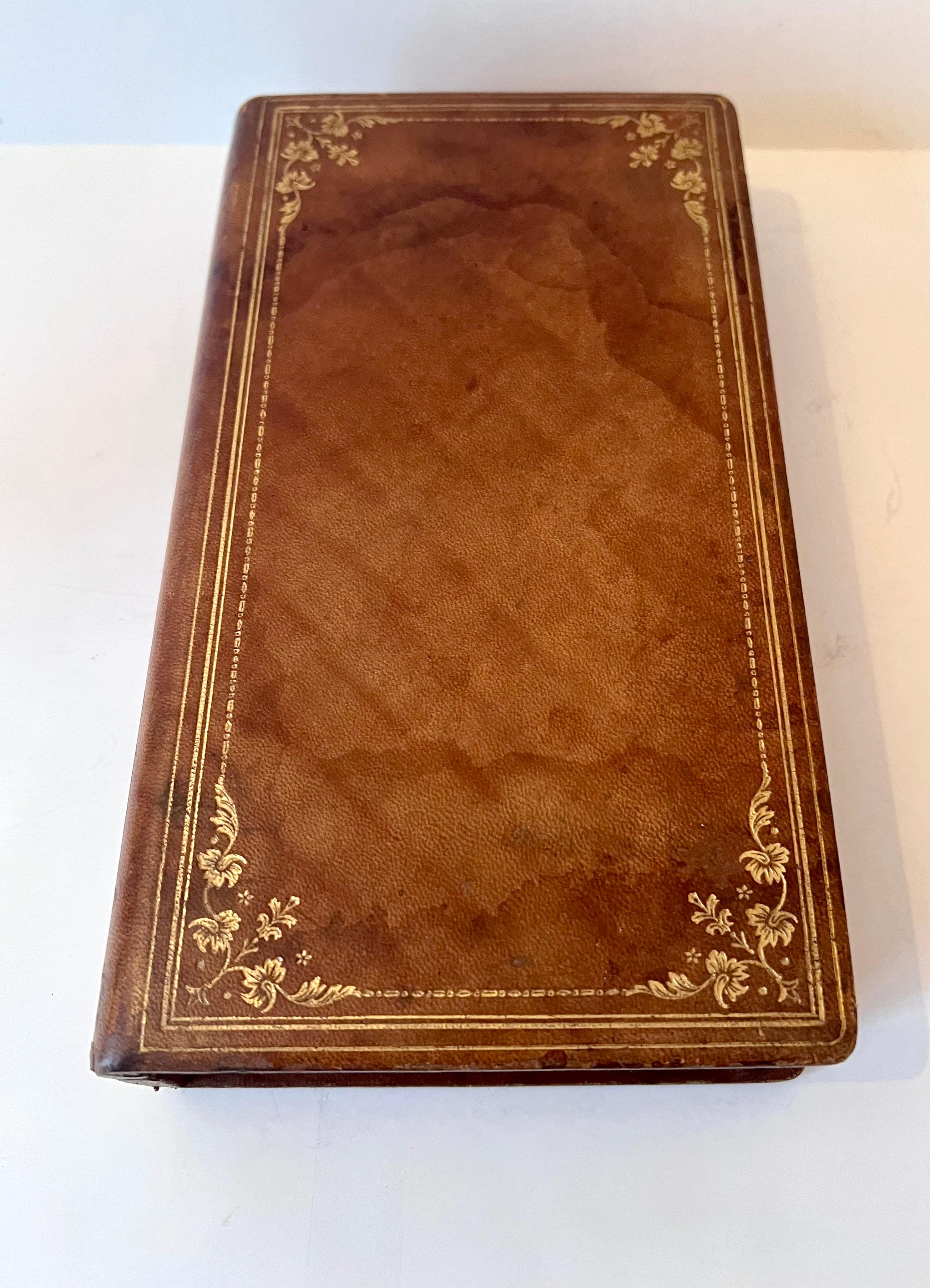 Leather Bound Hinged Book for Storage and Document Storage In Good Condition For Sale In Los Angeles, CA