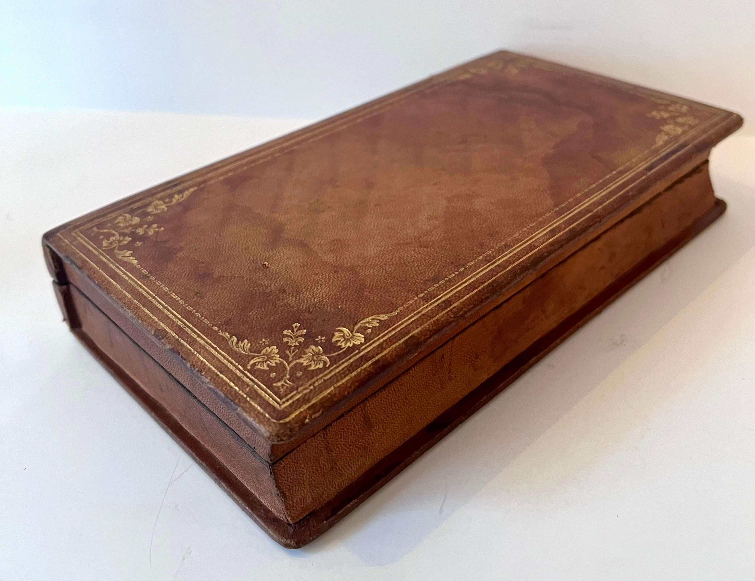 20th Century Leather Bound Hinged Book for Storage and Document Storage For Sale