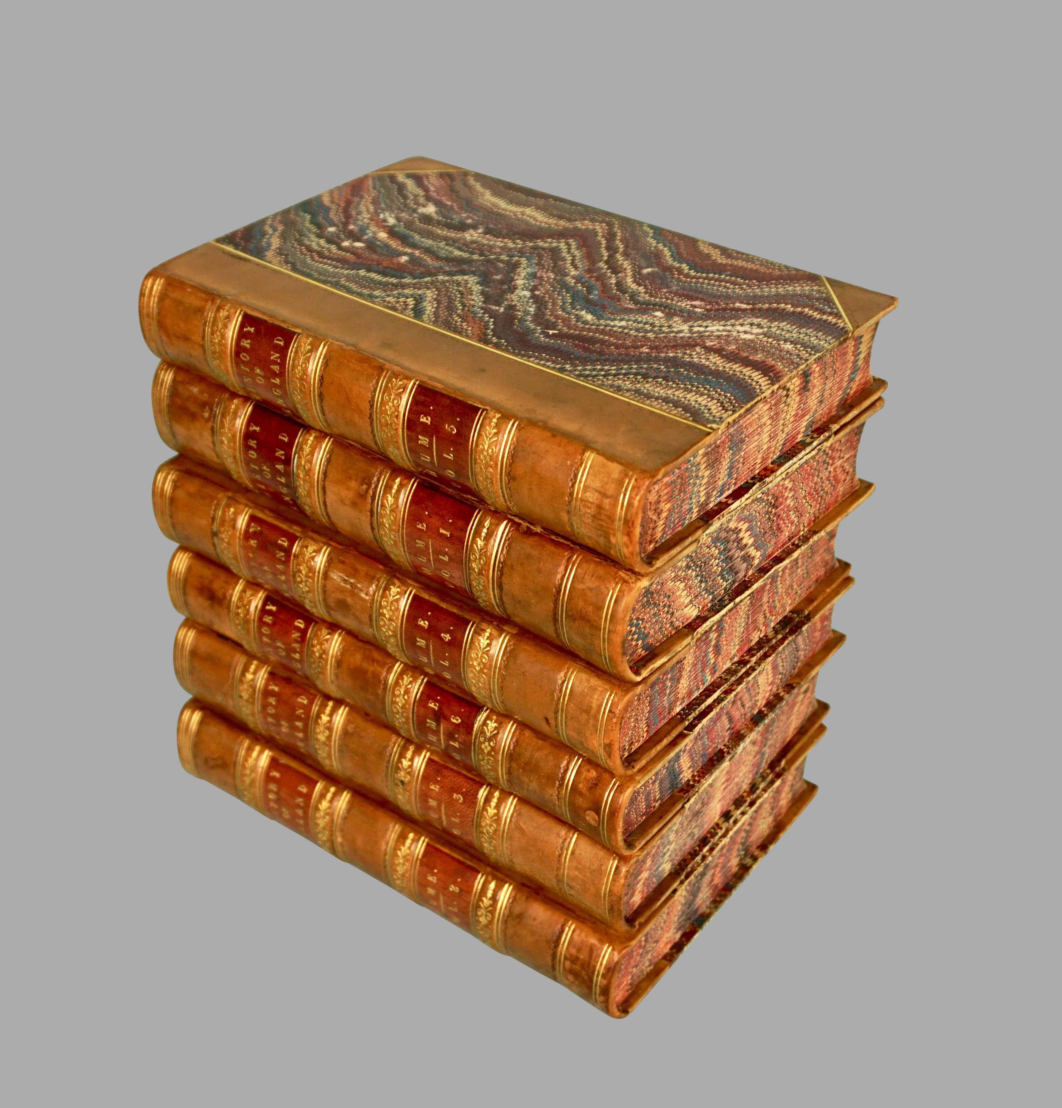 Leather Bound History of England by David Hume and Tobias Smollett in 10 Volumes In Good Condition In San Francisco, CA