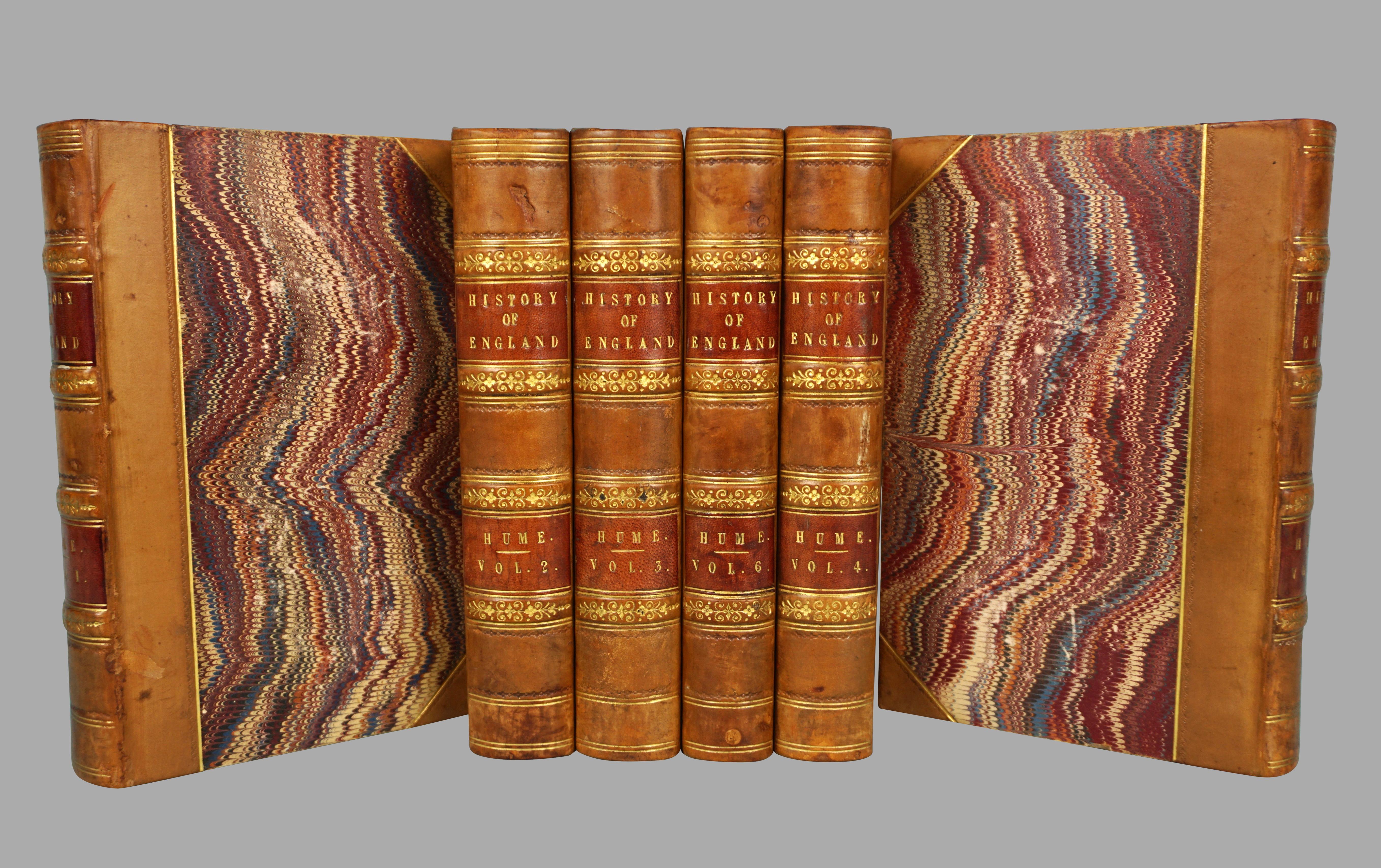 19th Century Leather Bound History of England by David Hume and Tobias Smollett in 10 Volumes