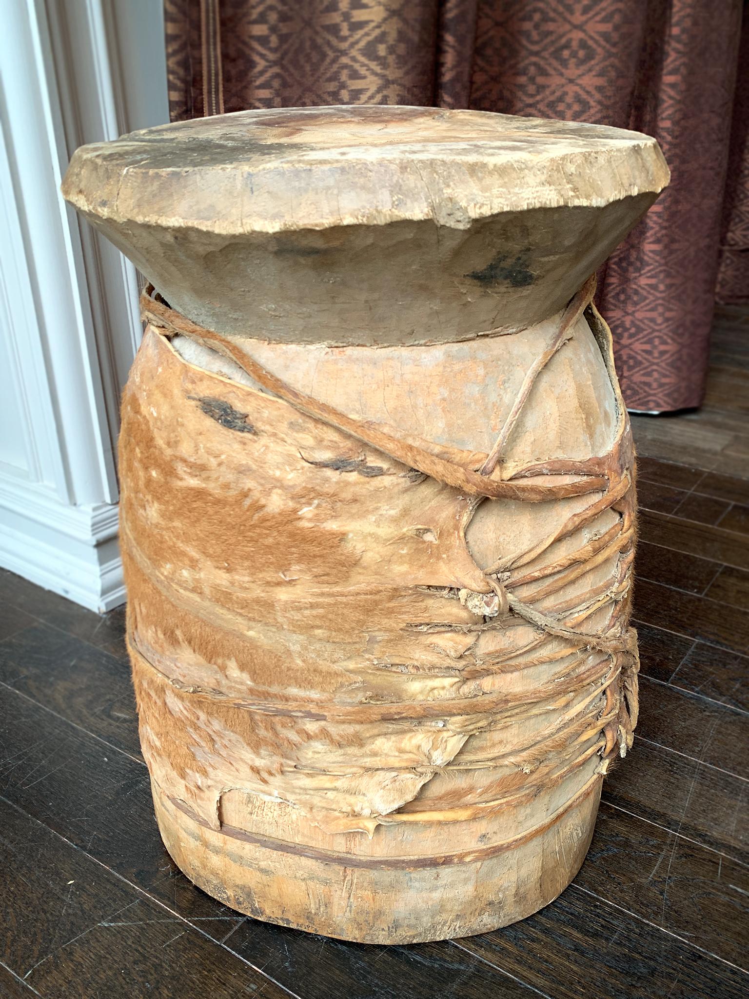Leather-Bound Hornbeam Wooden Vessel For Sale 10