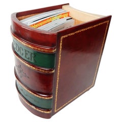 Leather Bound Ledger Magazine Holder Italian, 1950s