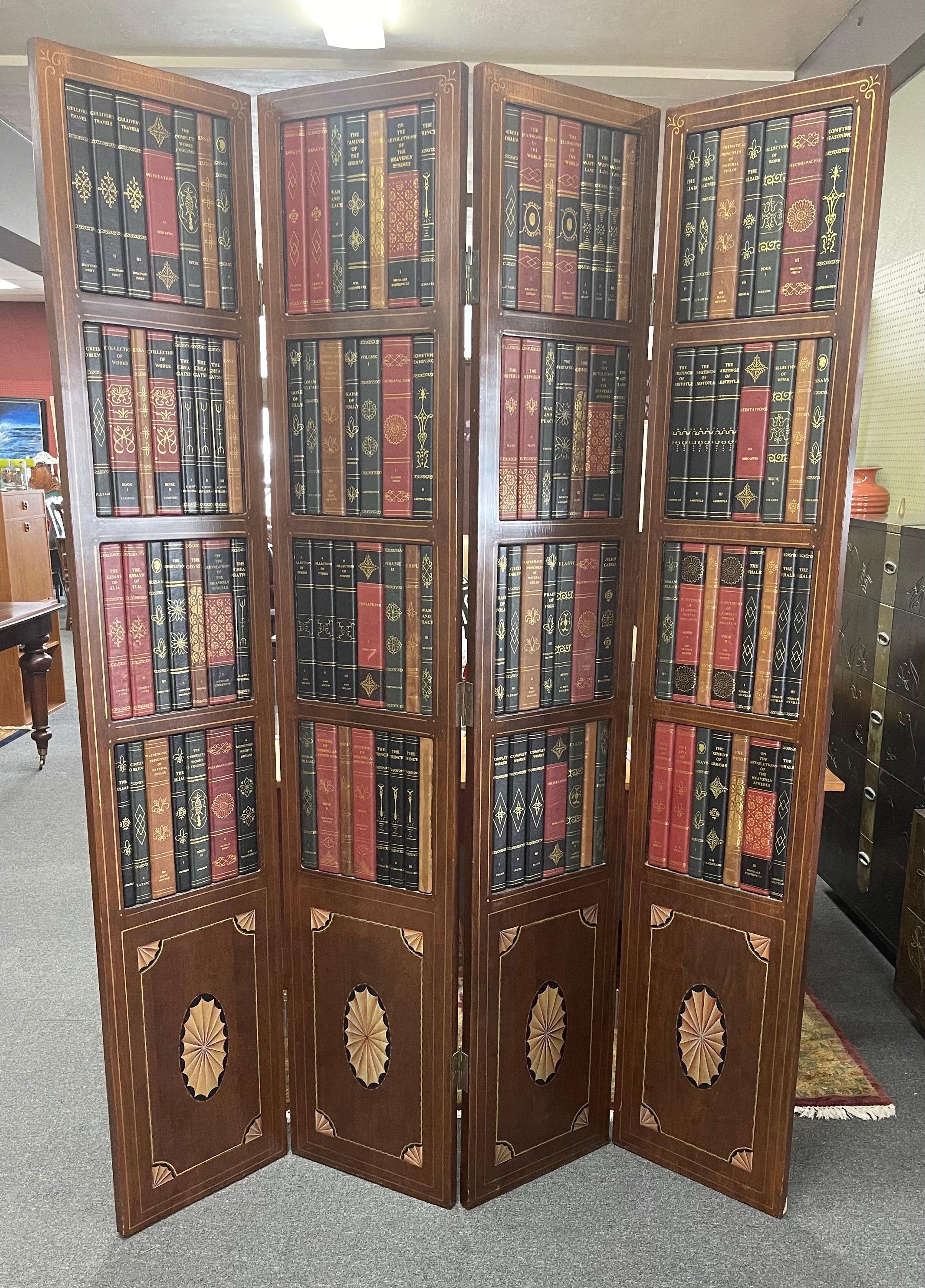 Leather Bound Library Book Four-Panel Folding Screen by Maitland Smith 6