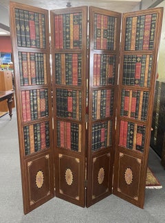 Leather Bound Library Book Four-Panel Folding Screen by Maitland Smith