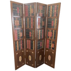 Leather Bound Library Book Four-Panel Folding Screen by Maitland Smith