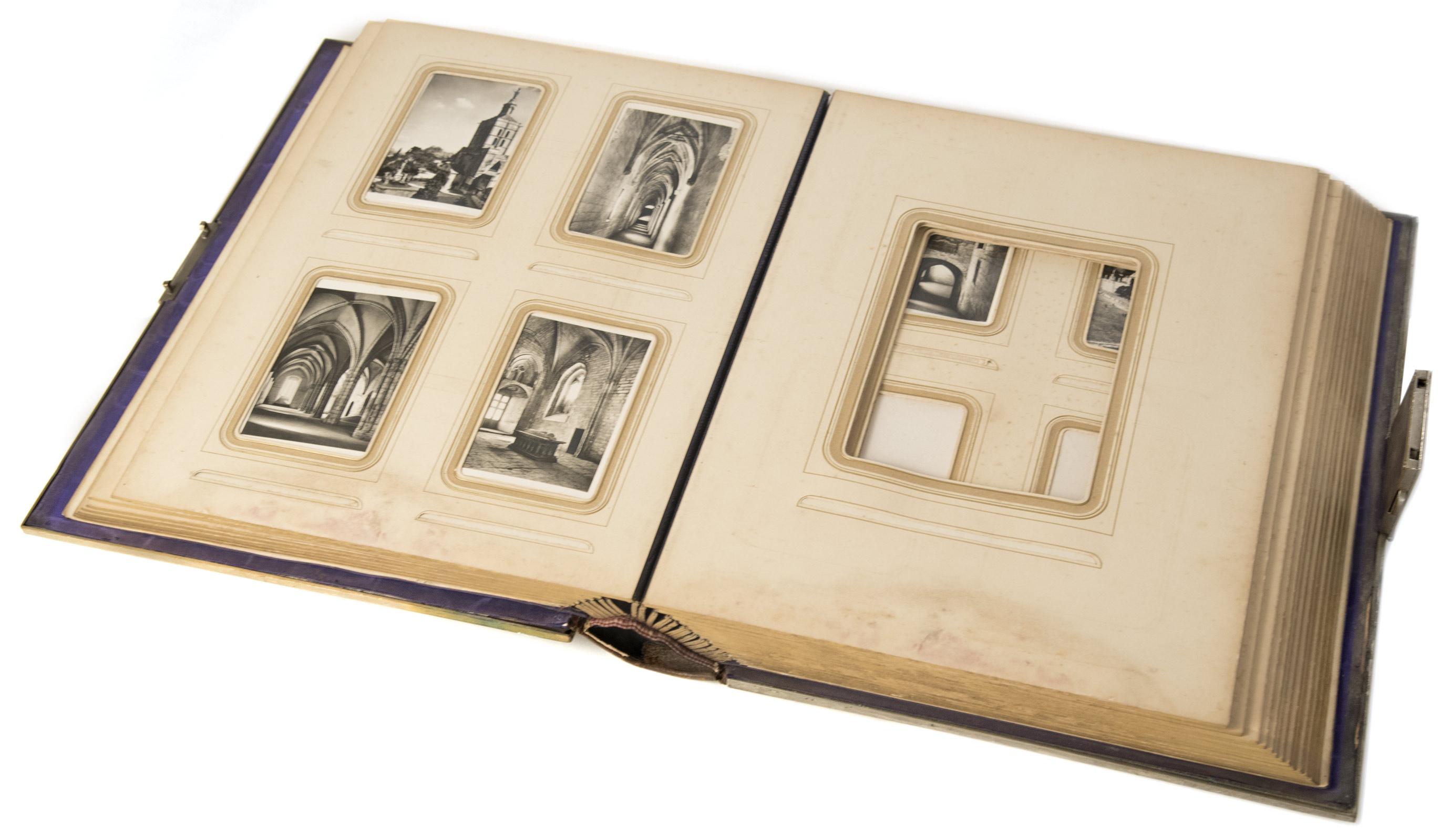 19th Century Leather Bound Photo Album with Sterling Silver and Gold Embellishments For Sale