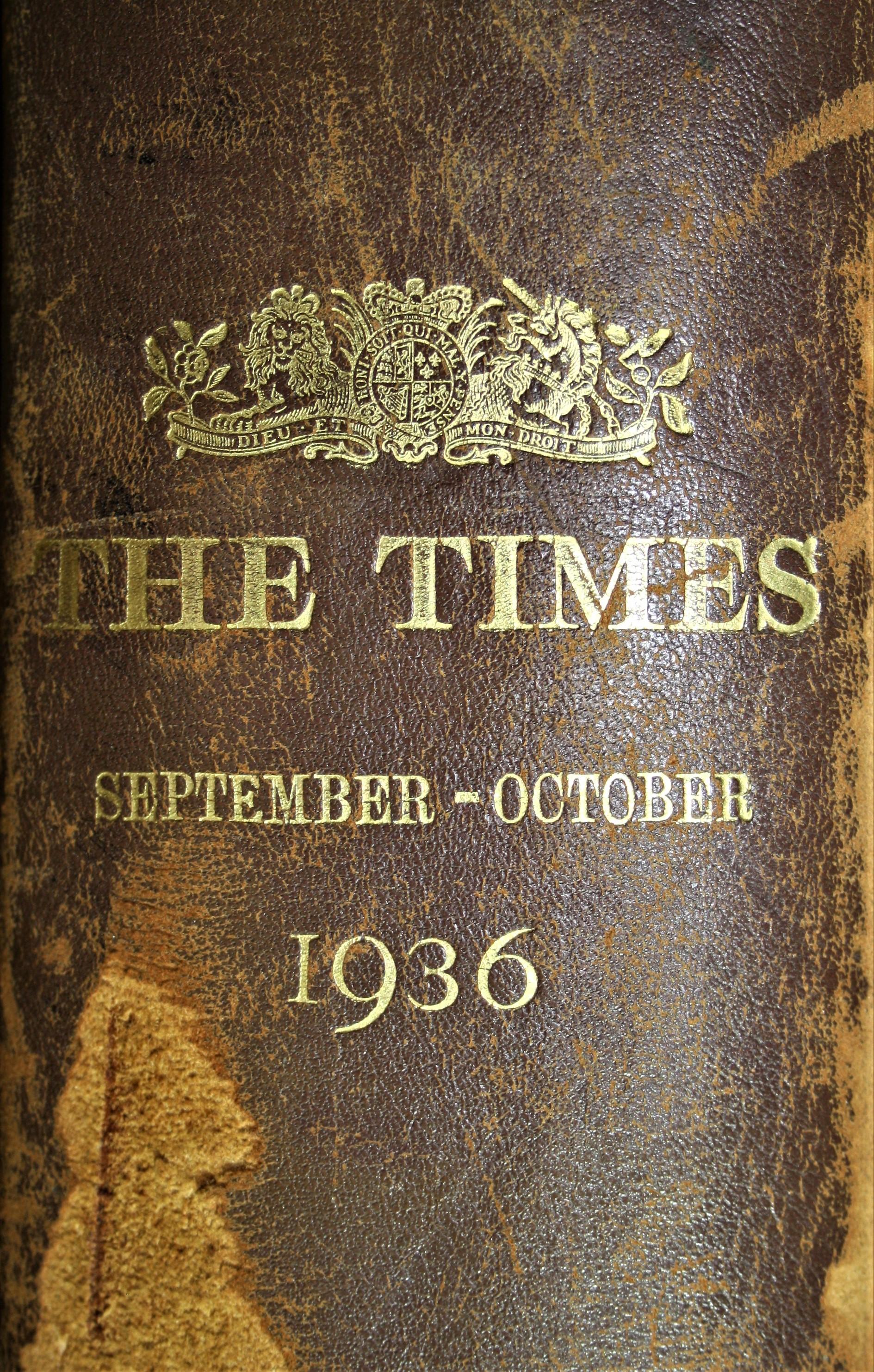 British Leather Bound Royal Edition of The Times Newspaper 1936 in Superb Condition For Sale