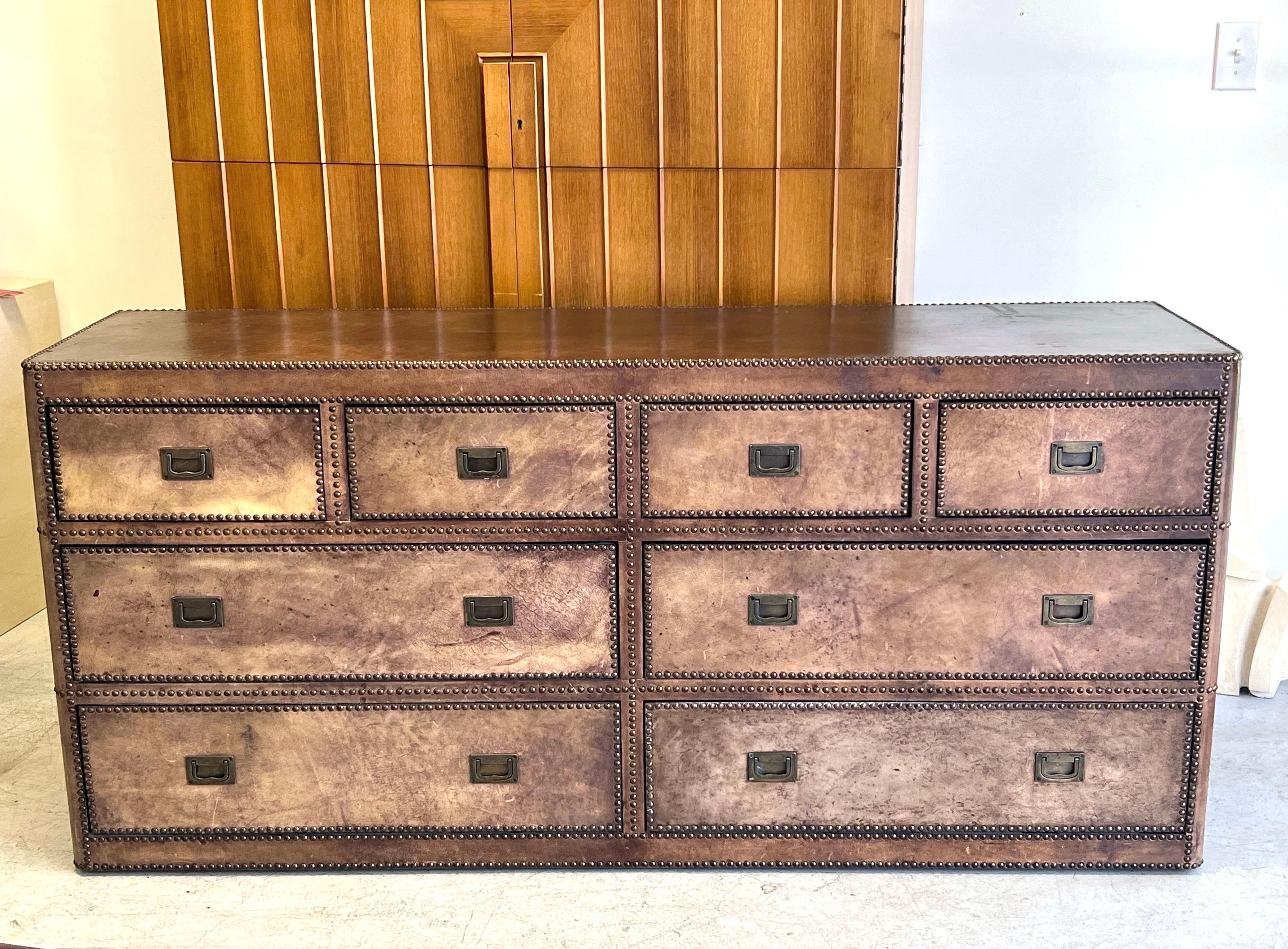 Leather Bound Sideboard Credenza Chest of Drawers Cabinet 7