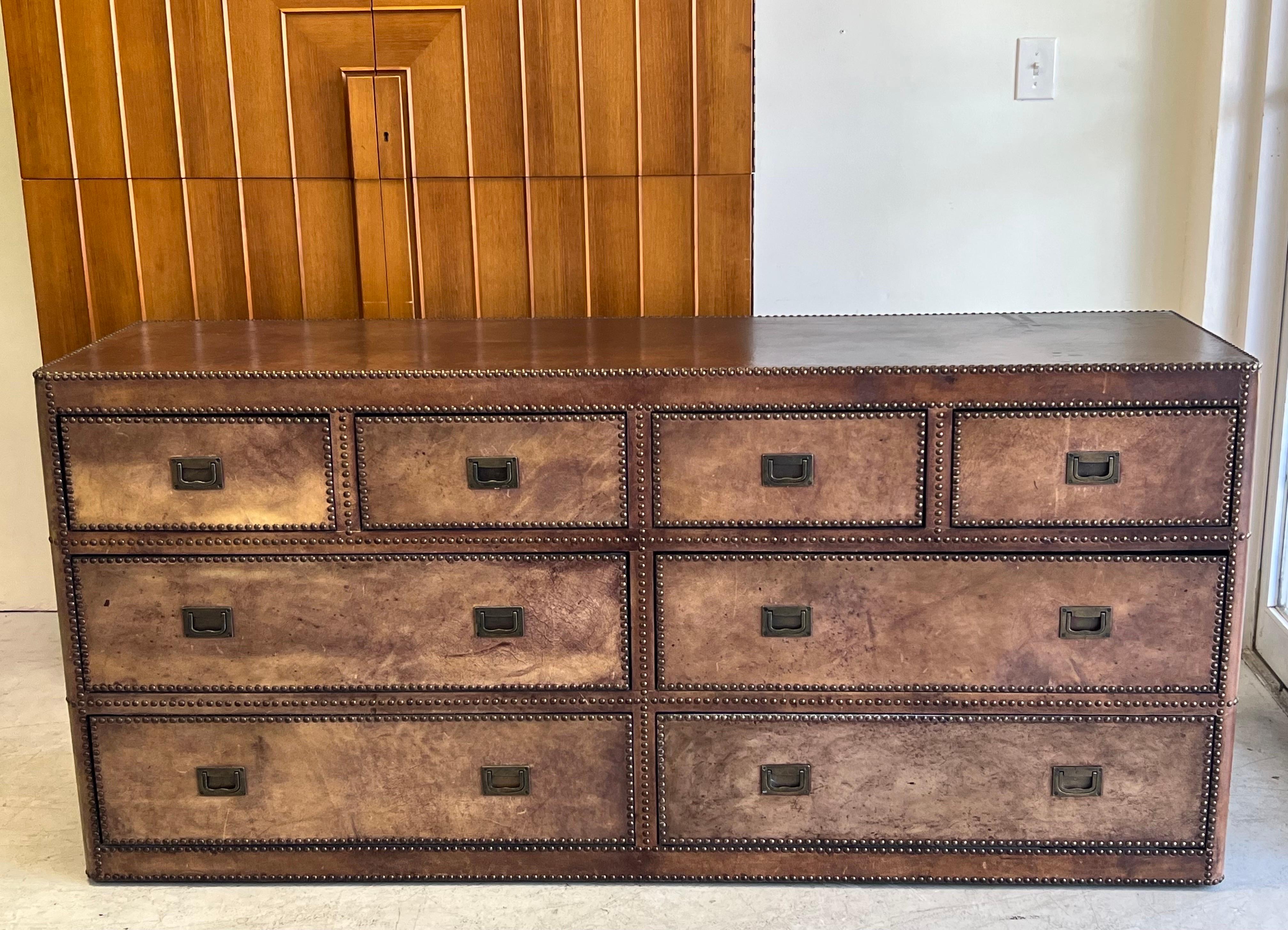 Leather Bound Sideboard Credenza Chest of Drawers Cabinet 3