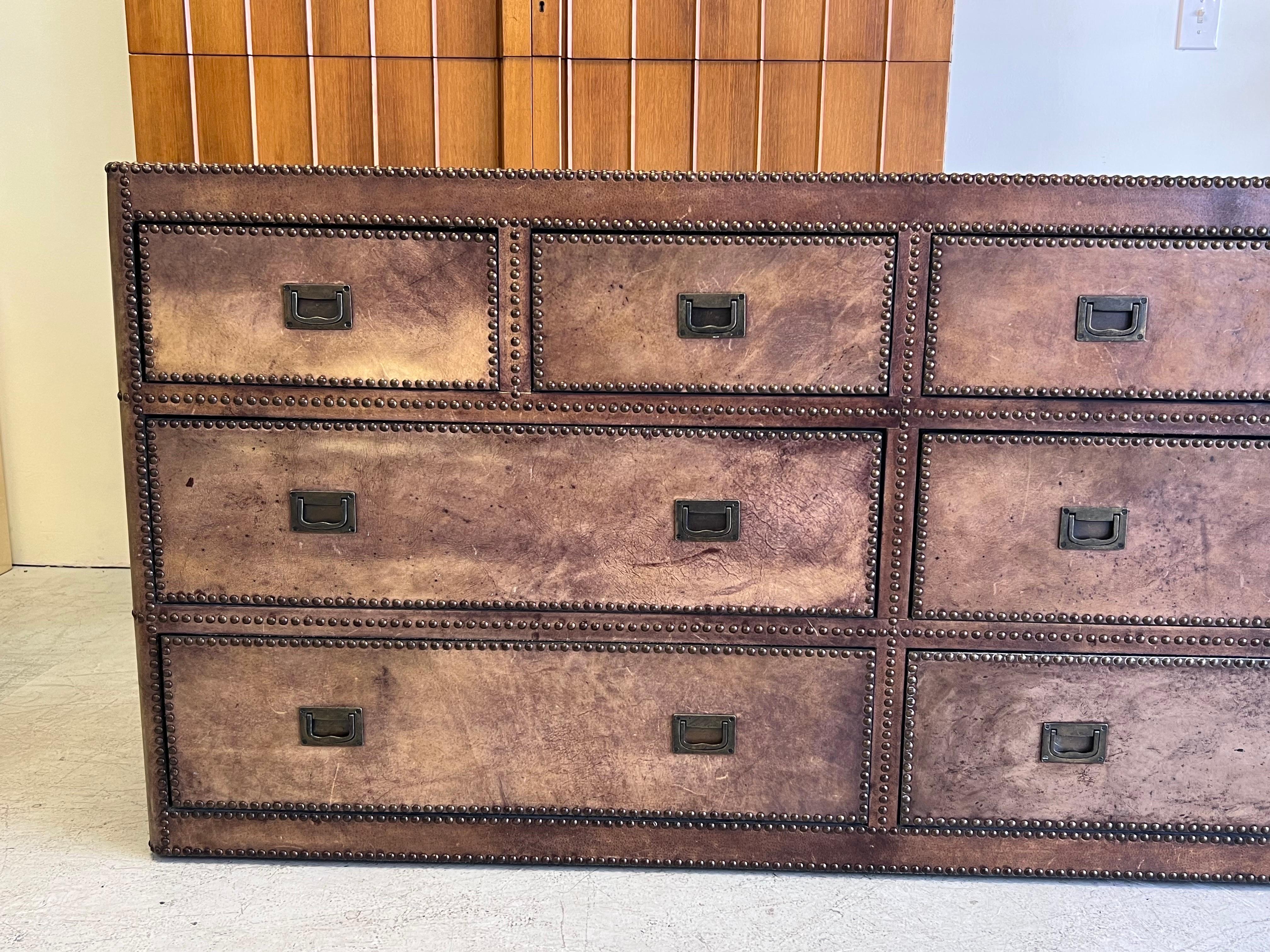 Leather Bound Sideboard Credenza Chest of Drawers Cabinet 4