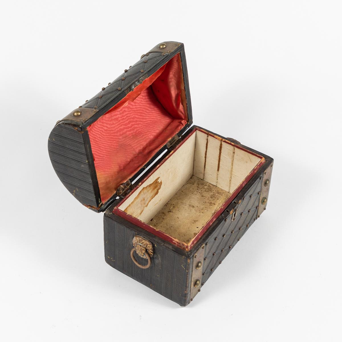 English 19th Century Regency Brass Studded Leather Box