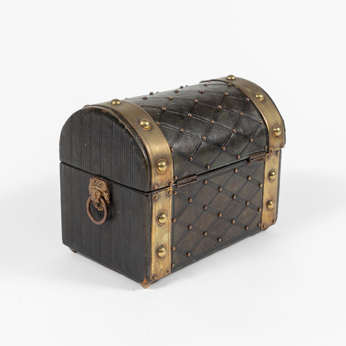 Mid-19th Century 19th Century Regency Brass Studded Leather Box