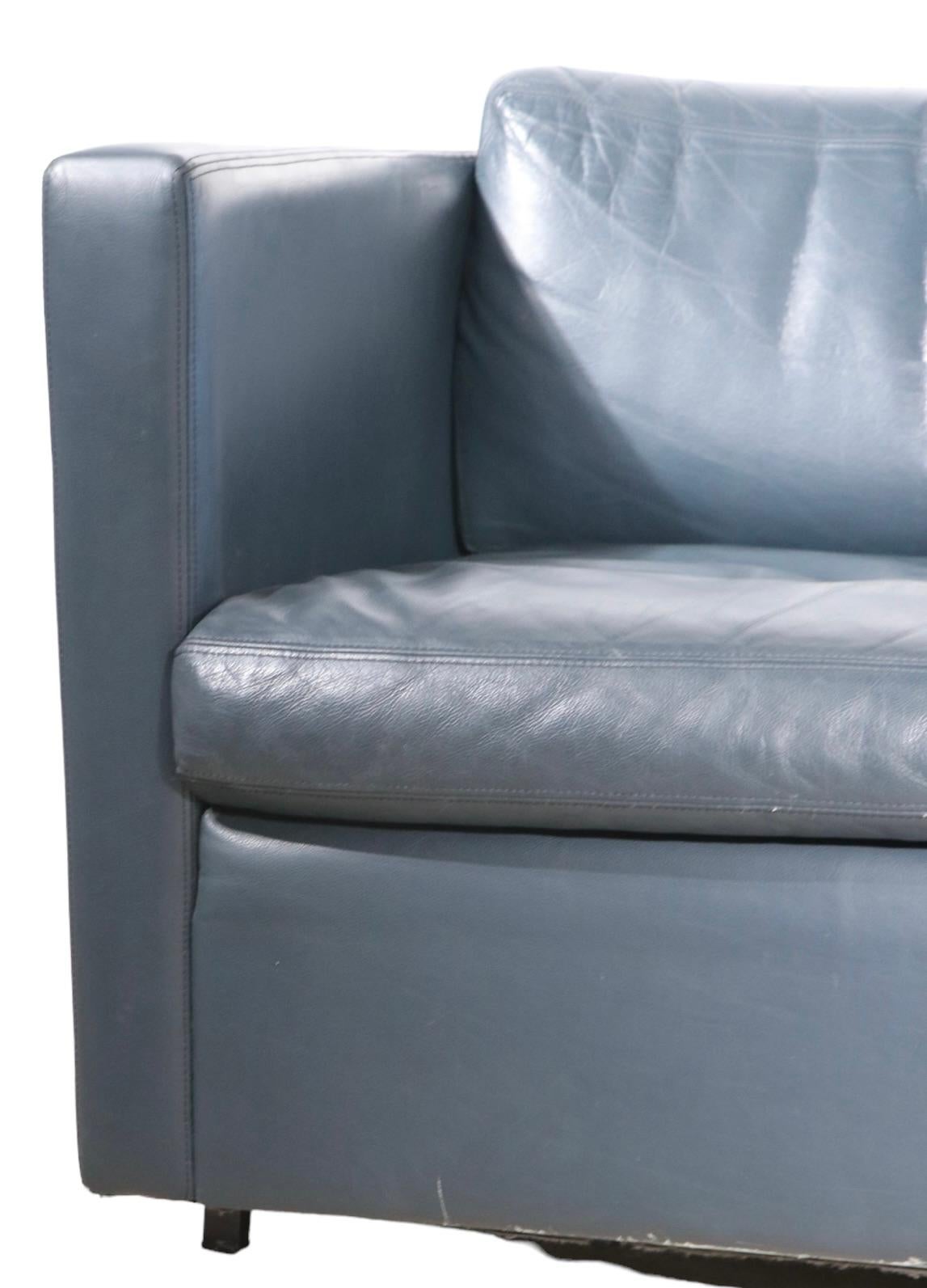 Loveseat-Sofa aus Leder im Lederschachtelstil von Charles Pfister für Knoll im Angebot 4