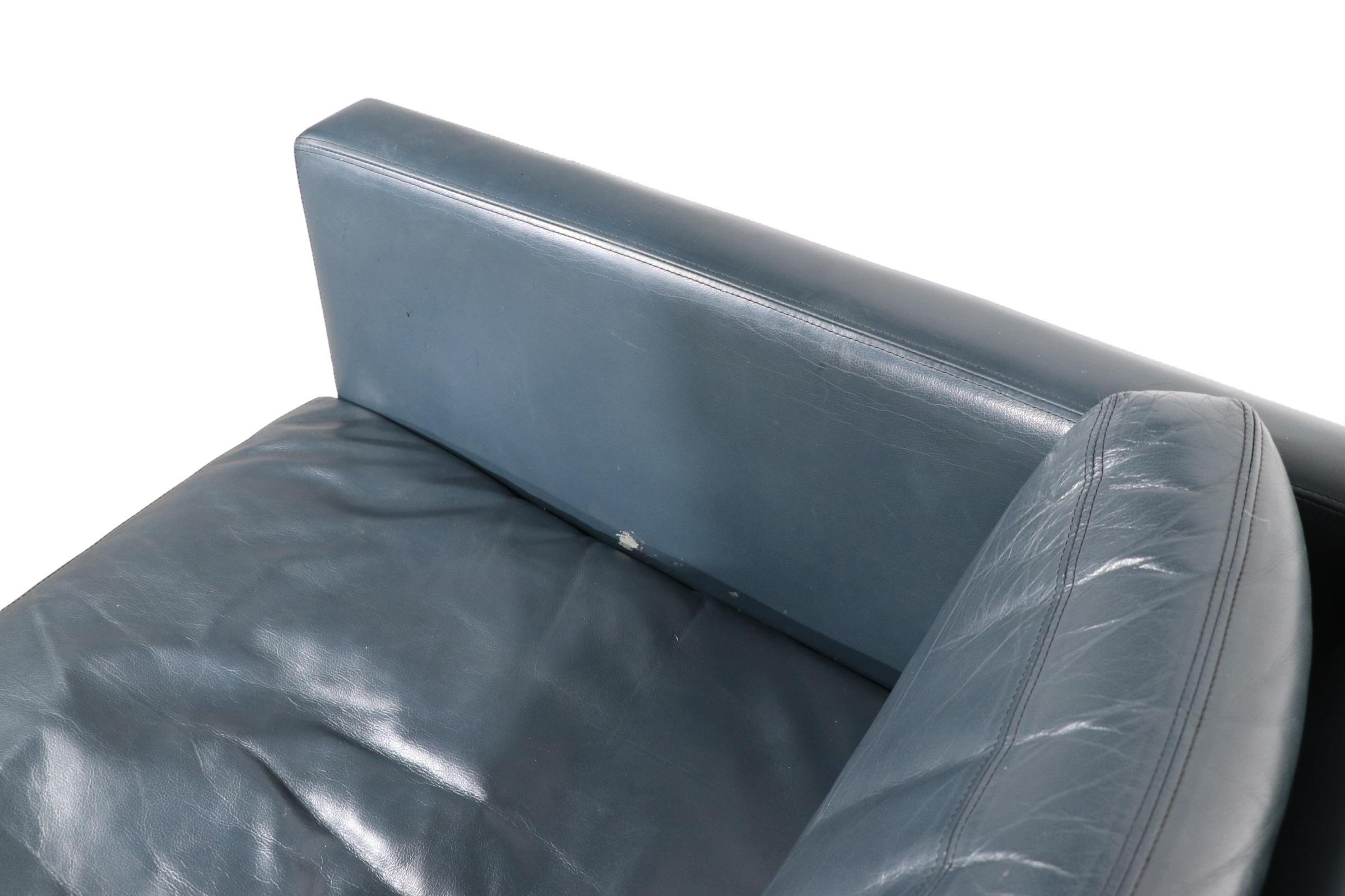 Loveseat-Sofa aus Leder im Lederschachtelstil von Charles Pfister für Knoll (Internationaler Stil) im Angebot